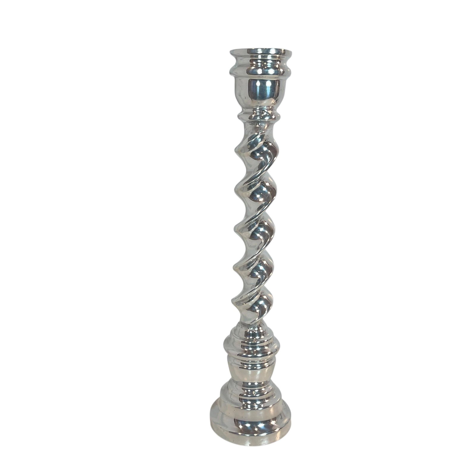 Set of 3 Polished Pewter Twisted Candle Holders 7"-14.5" - 5