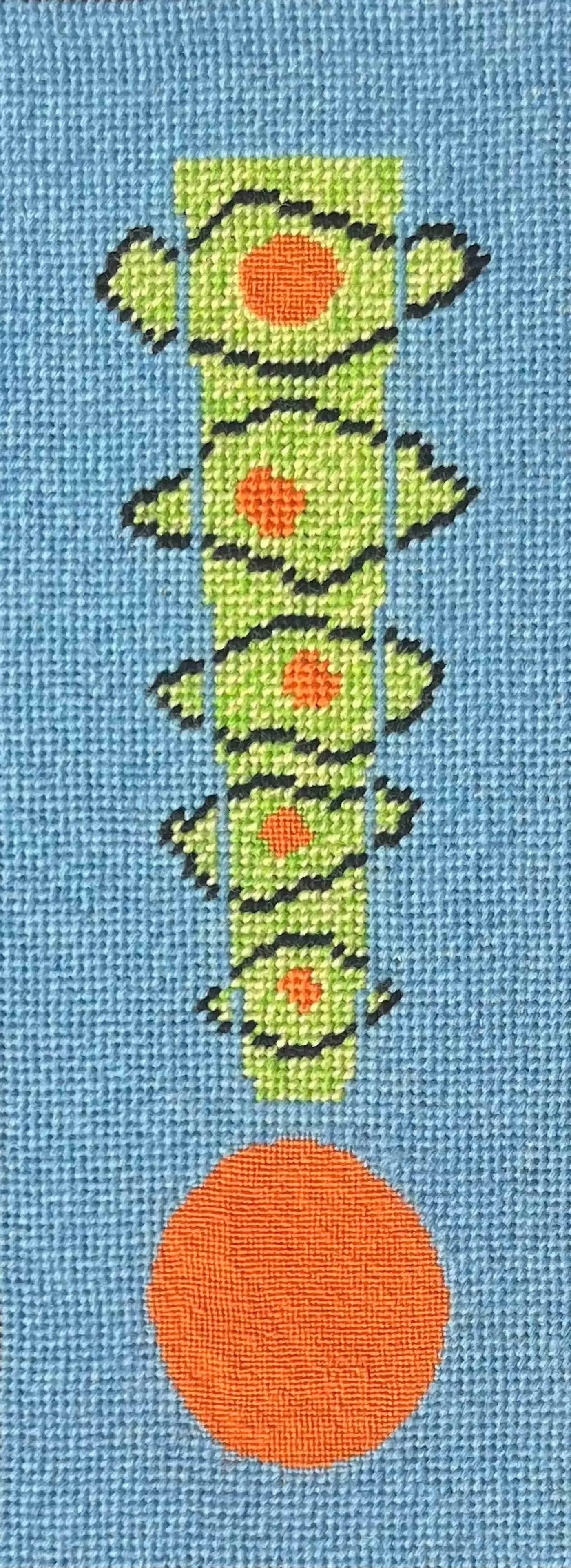 Contemporary Hand-Embroidered "Yay! " Needlepoint Pillow, Custom, Original - 2