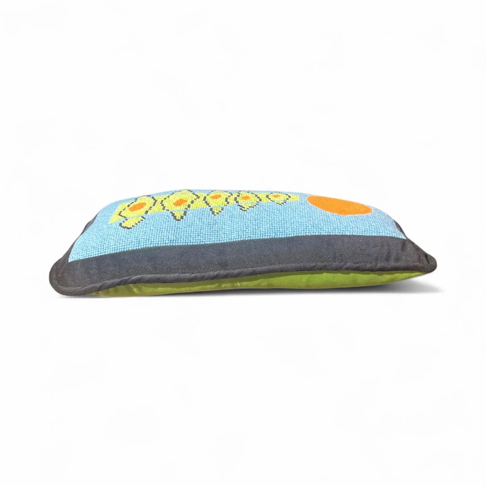 Contemporary Hand-Embroidered "Yay! " Needlepoint Pillow, Custom, Original - 5