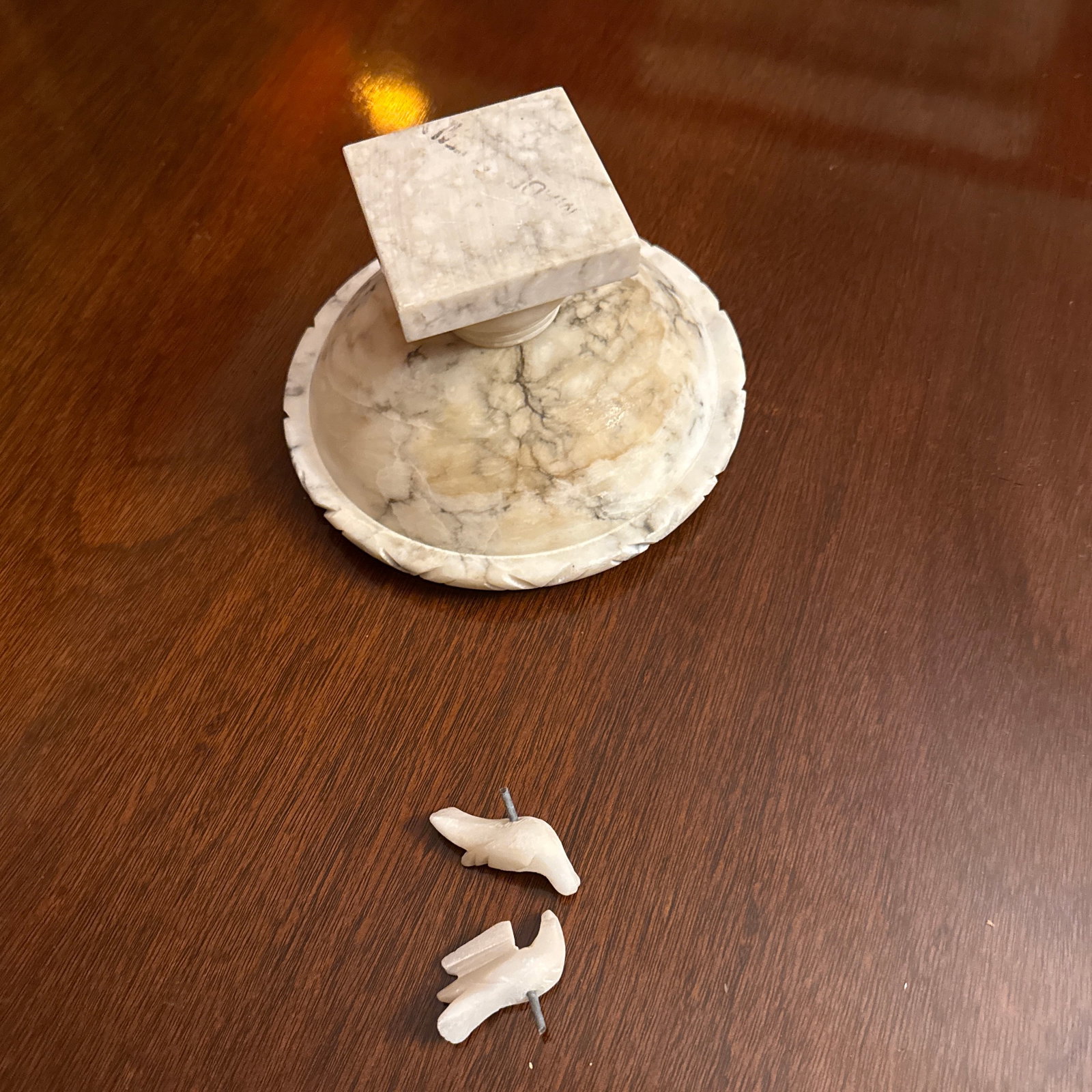 Italian Alabaster Bird Bath - 5