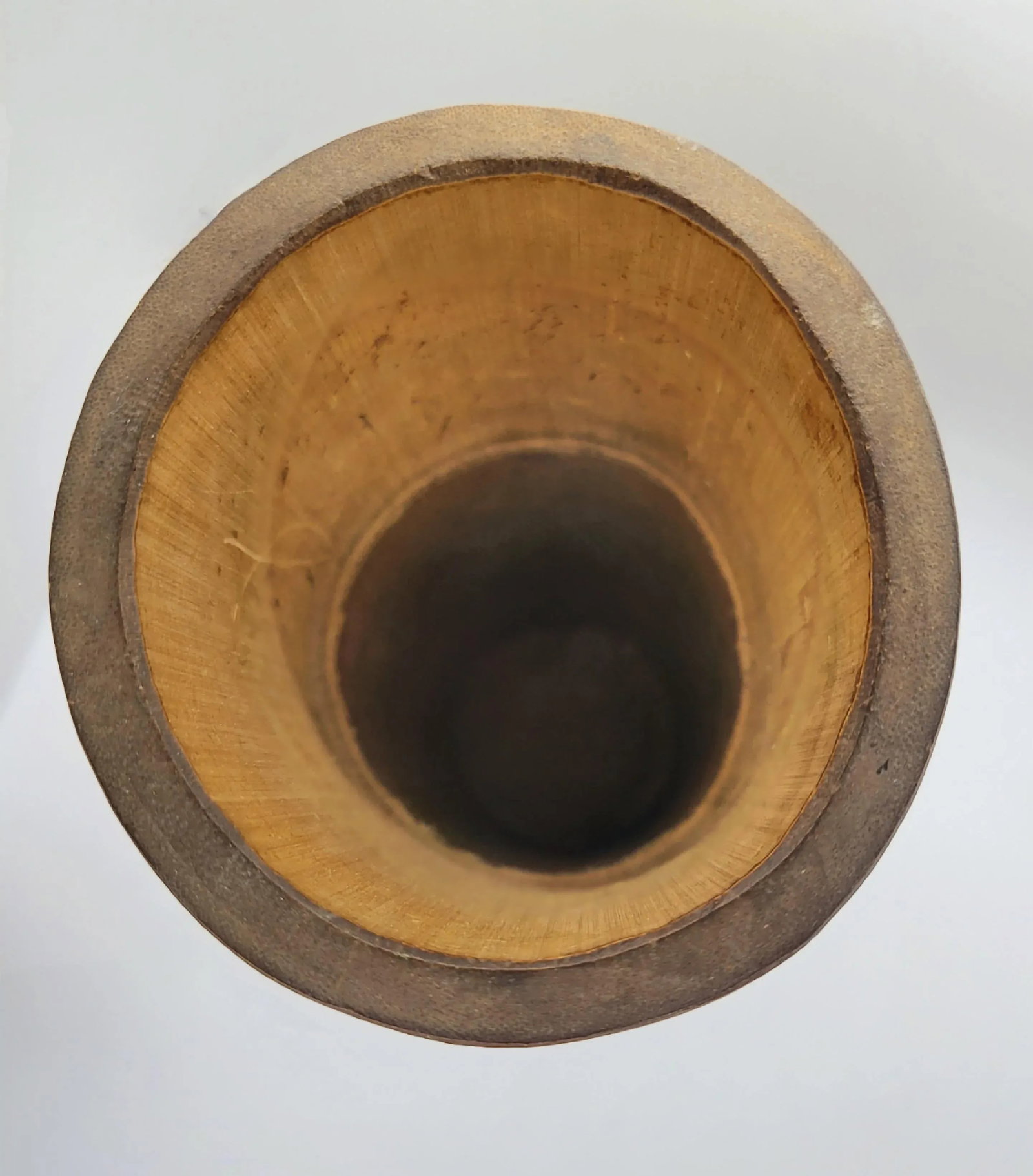 Mid 20th Century Chinese Bamboo Brush Pot Carved Wooden Asian Flower Vase - 6