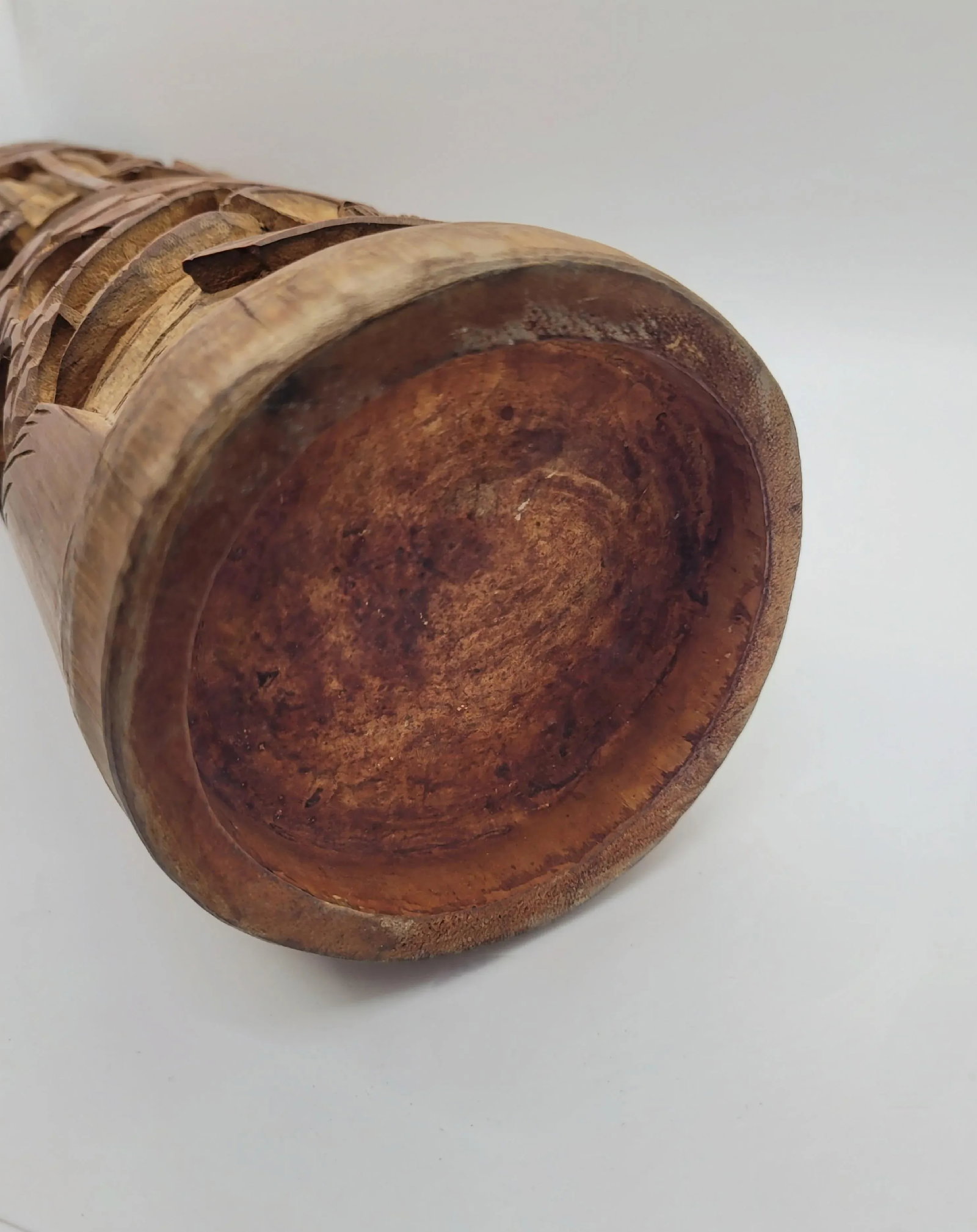Mid 20th Century Chinese Bamboo Brush Pot Carved Wooden Asian Flower Vase - 8