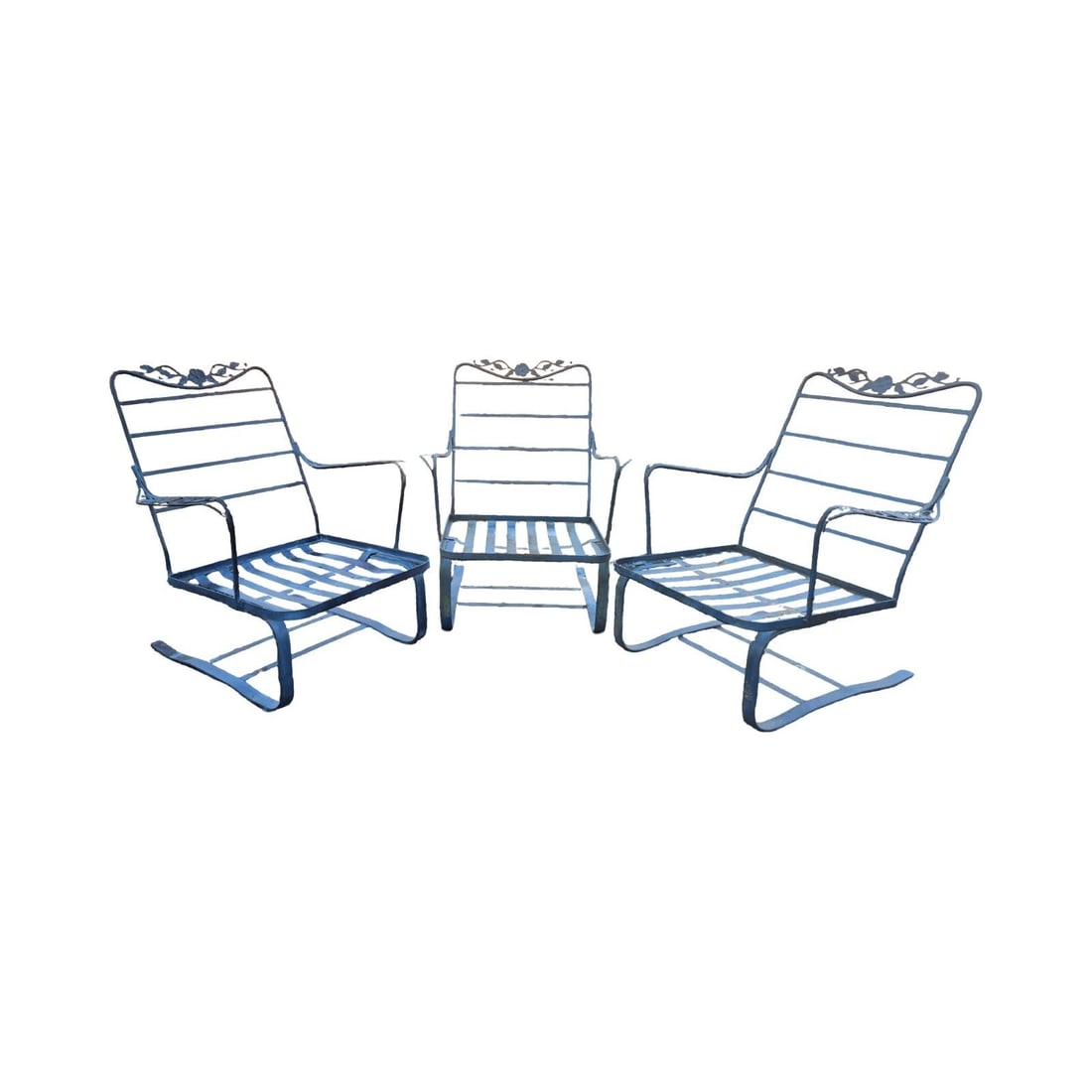 Vintage Wrought Iron Patio Rocker Bouncer Chairs (3) - 2