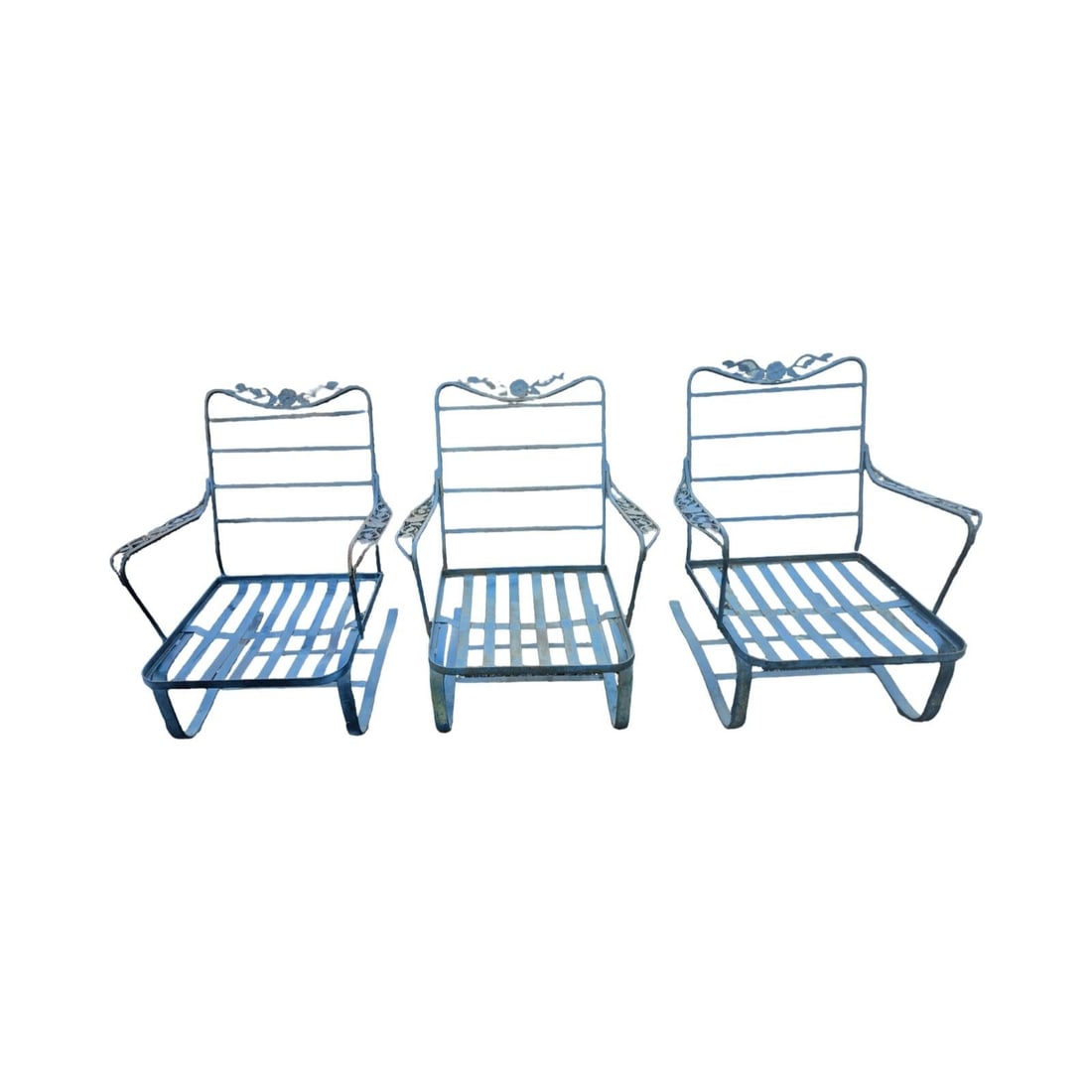Vintage Wrought Iron Patio Rocker Bouncer Chairs (3) - 3
