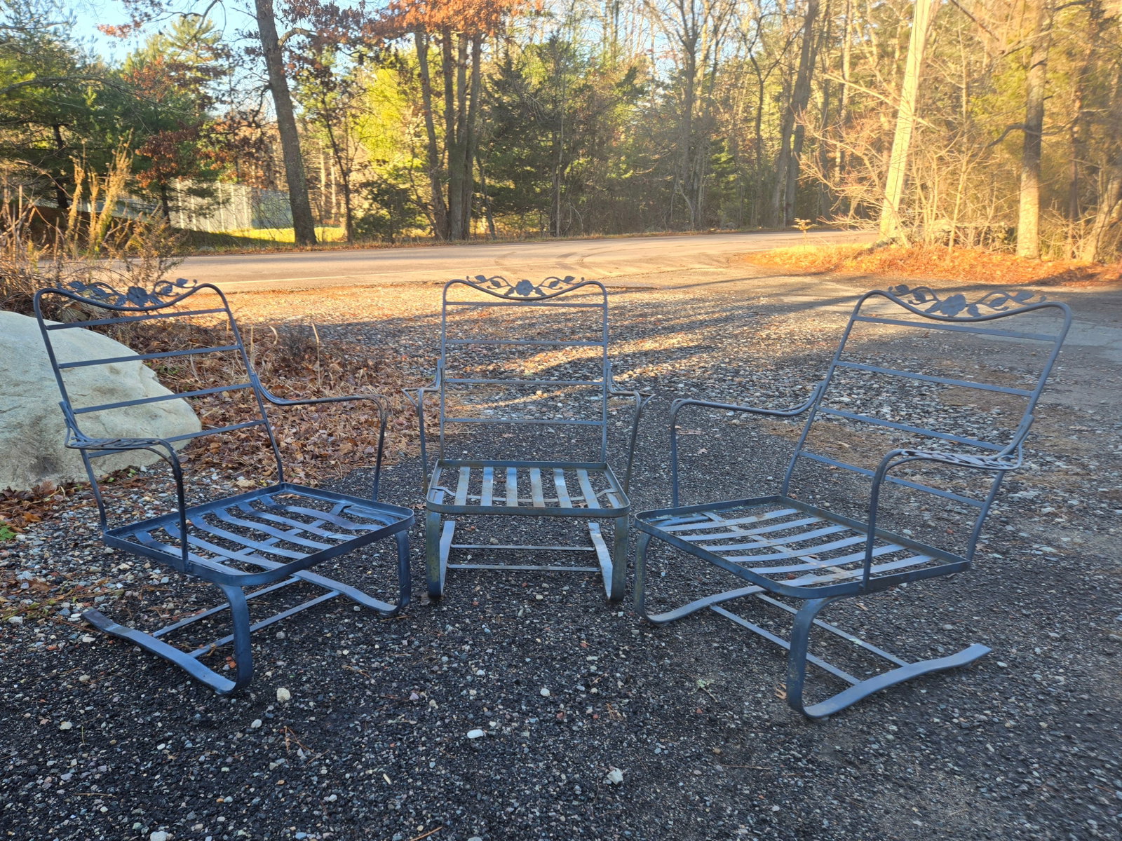 Vintage Wrought Iron Patio Rocker Bouncer Chairs (3) - 5