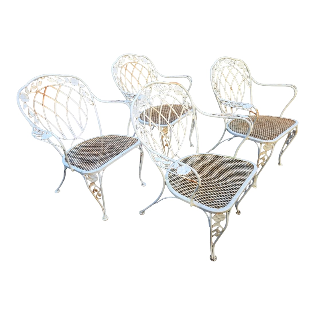 Vintage Wrought Iron Dining Arm Chairs, 4 Pieces (1 of 8)