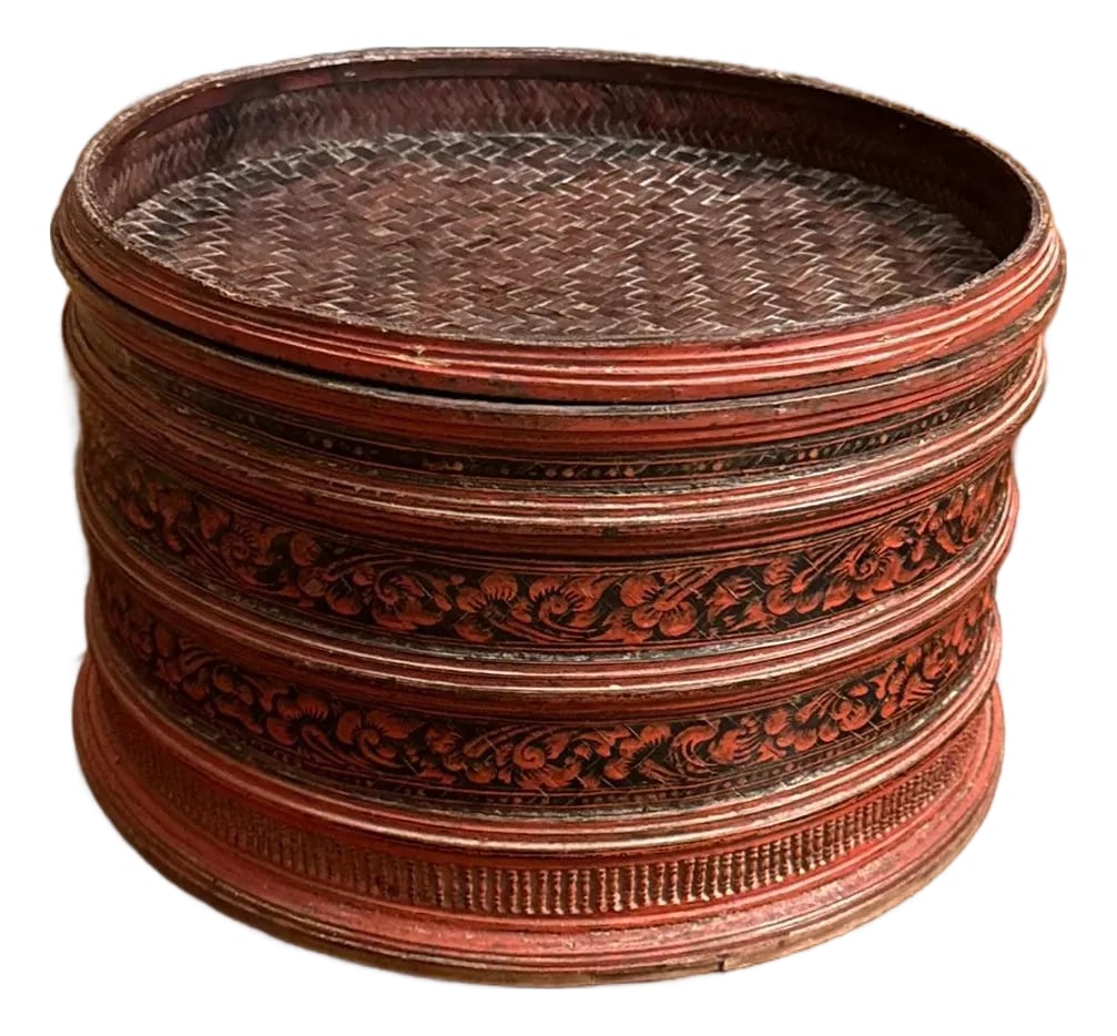 Late 1800s Red Lacquer Betel Tray (1 of 6)