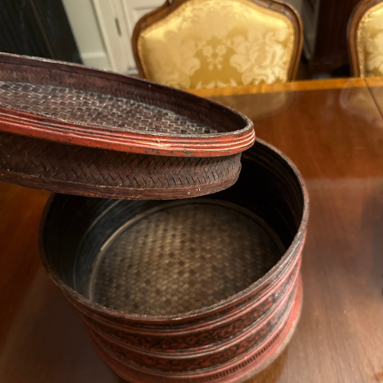 Late 1800s Red Lacquer Betel Tray - 4