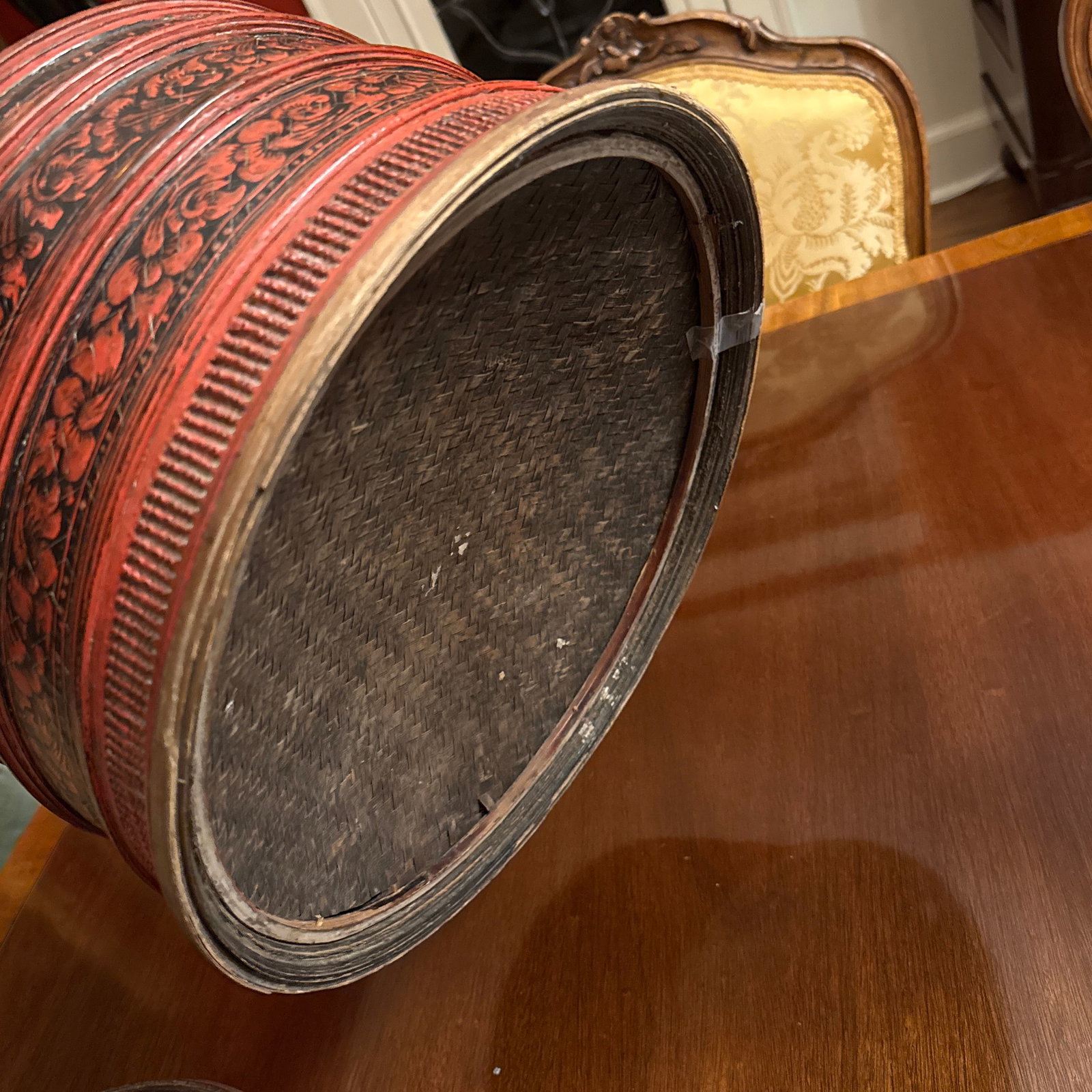 Late 1800s Red Lacquer Betel Tray - 6
