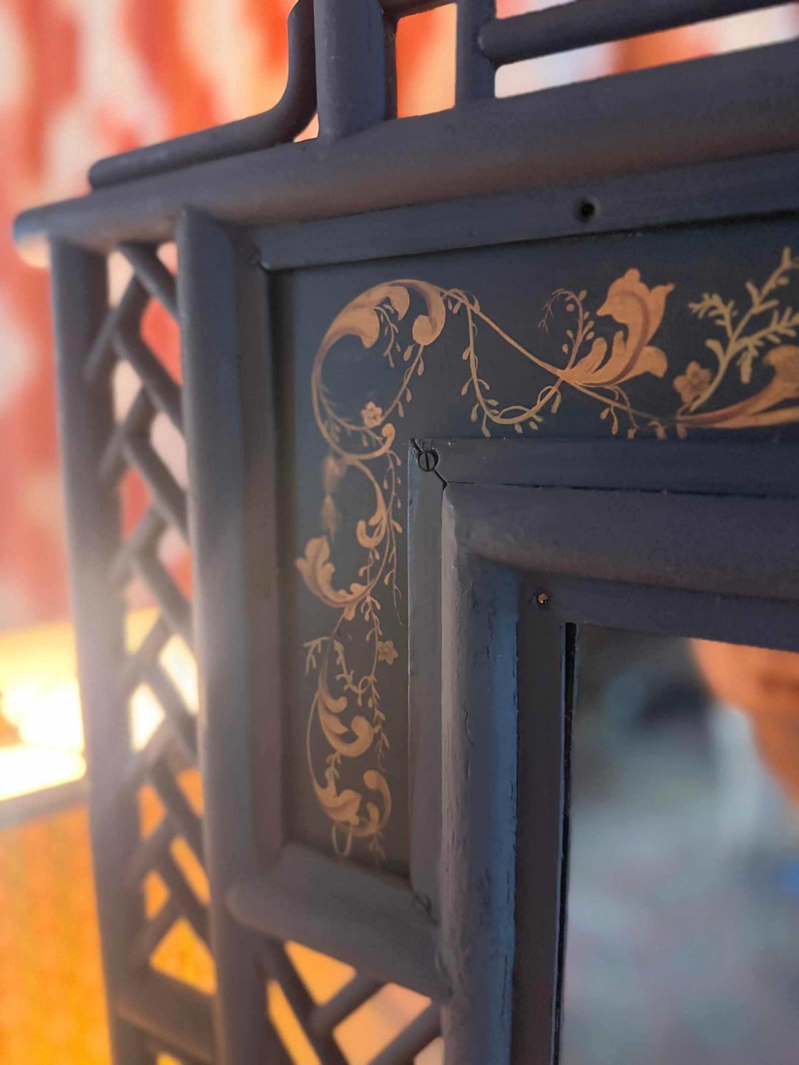 1960s Wrought Iron Chinoiserie Mirrored Fire Screen - 6
