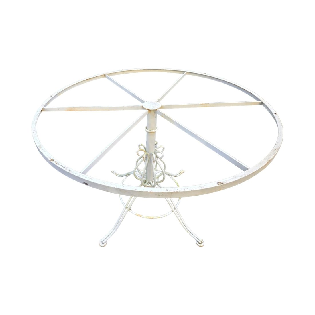 Vintage Wrought Iron Patio Furniture 42" Round Pedastal Table - 3
