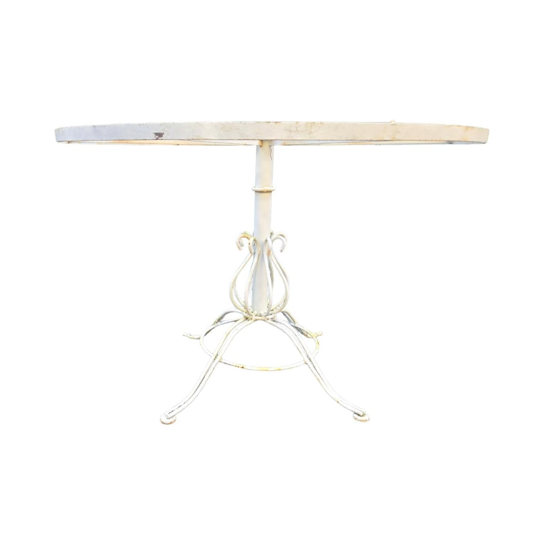Vintage Wrought Iron Patio Furniture 42" Round Pedastal Table - 4