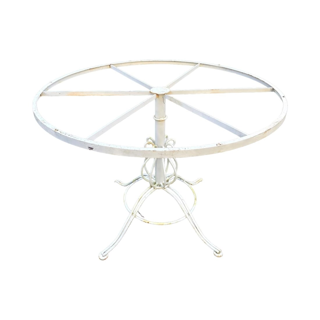 Vintage Wrought Iron Patio Furniture 42" Round Pedastal Table - 6