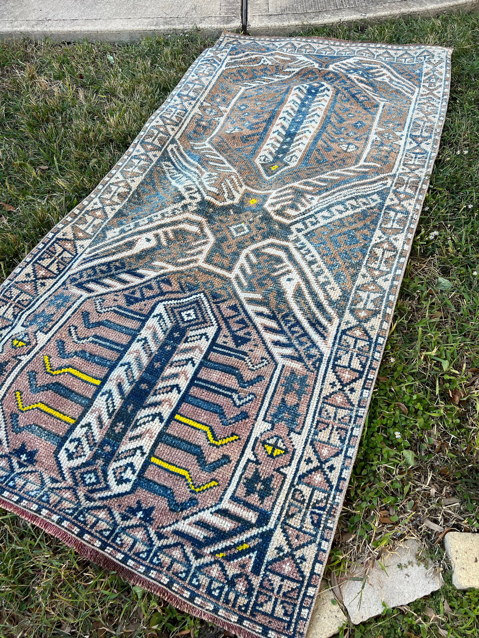 Vintage Earthy Tones Medium Size Handmade Rug - 2