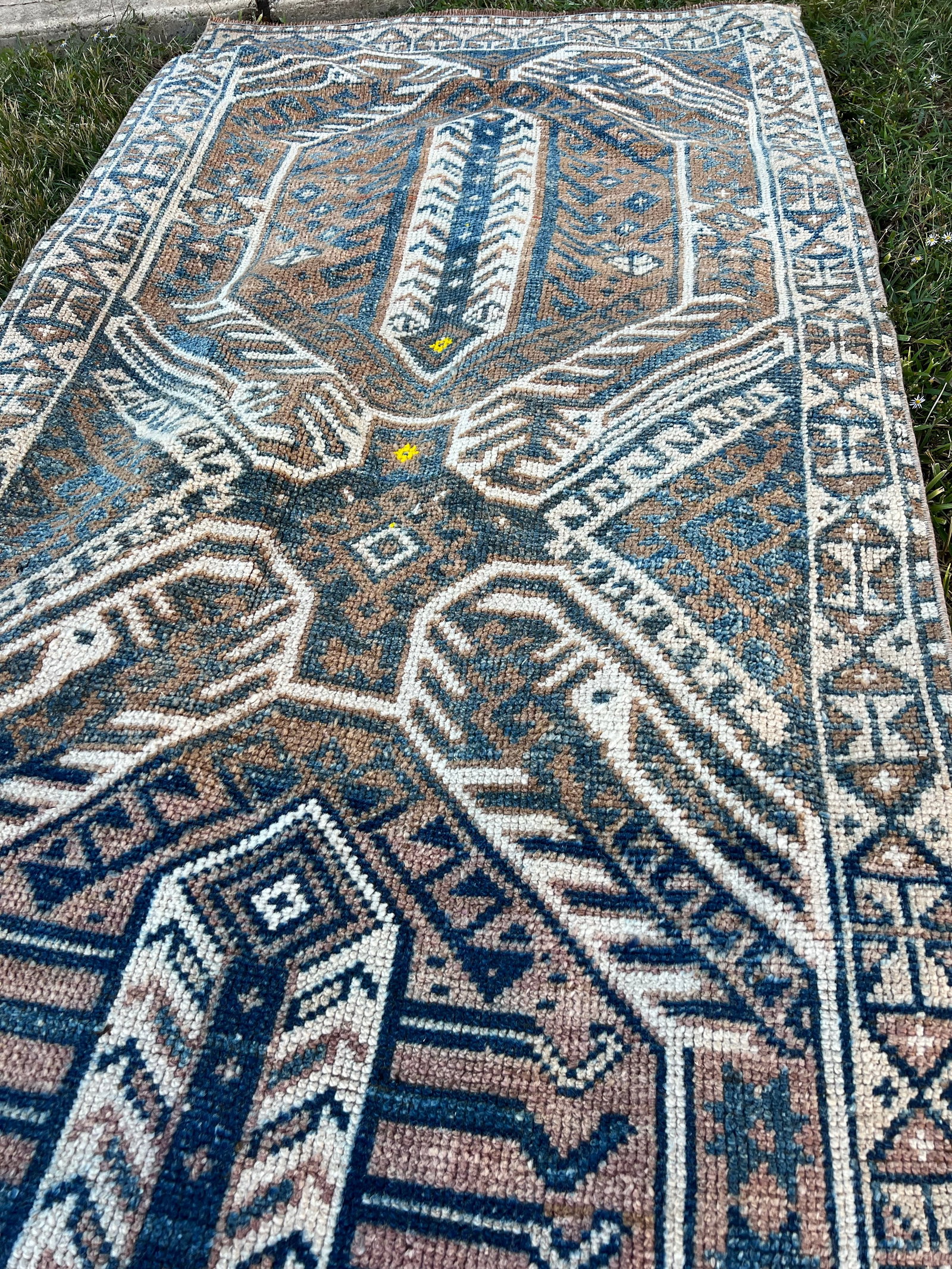 Vintage Earthy Tones Medium Size Handmade Rug - 4