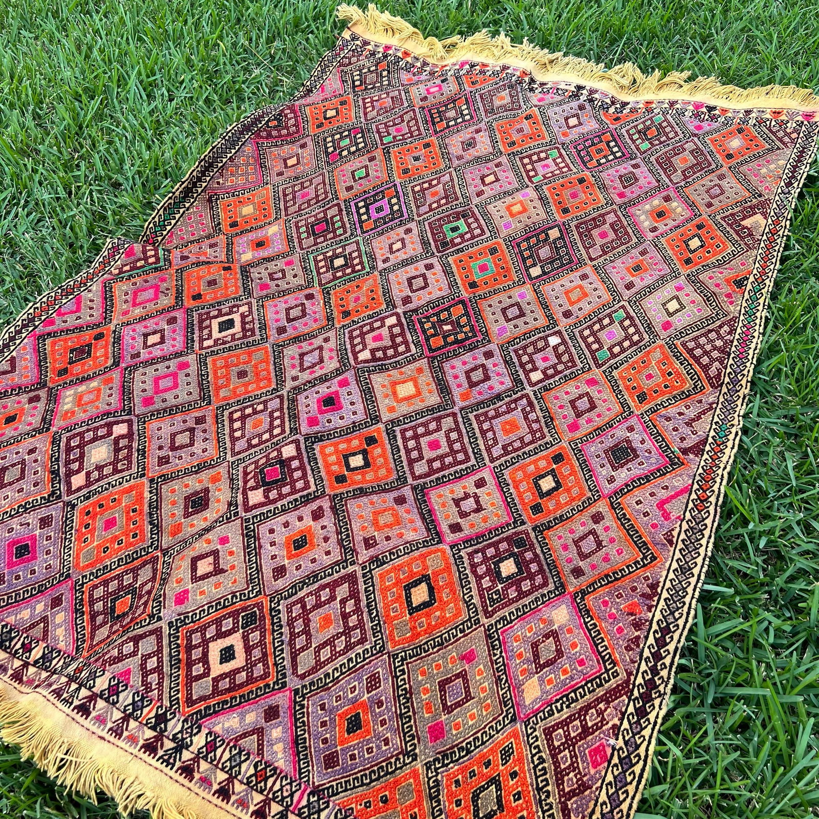 1960s Nomadic Embroidery Cecim Kilim Rug - 2