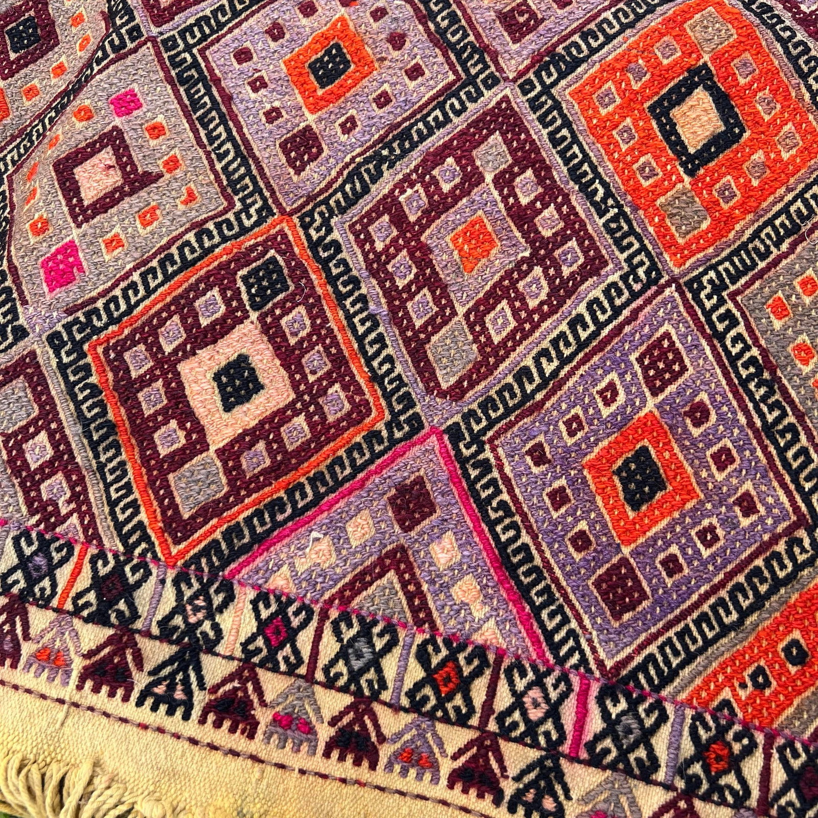 1960s Nomadic Embroidery Cecim Kilim Rug - 3