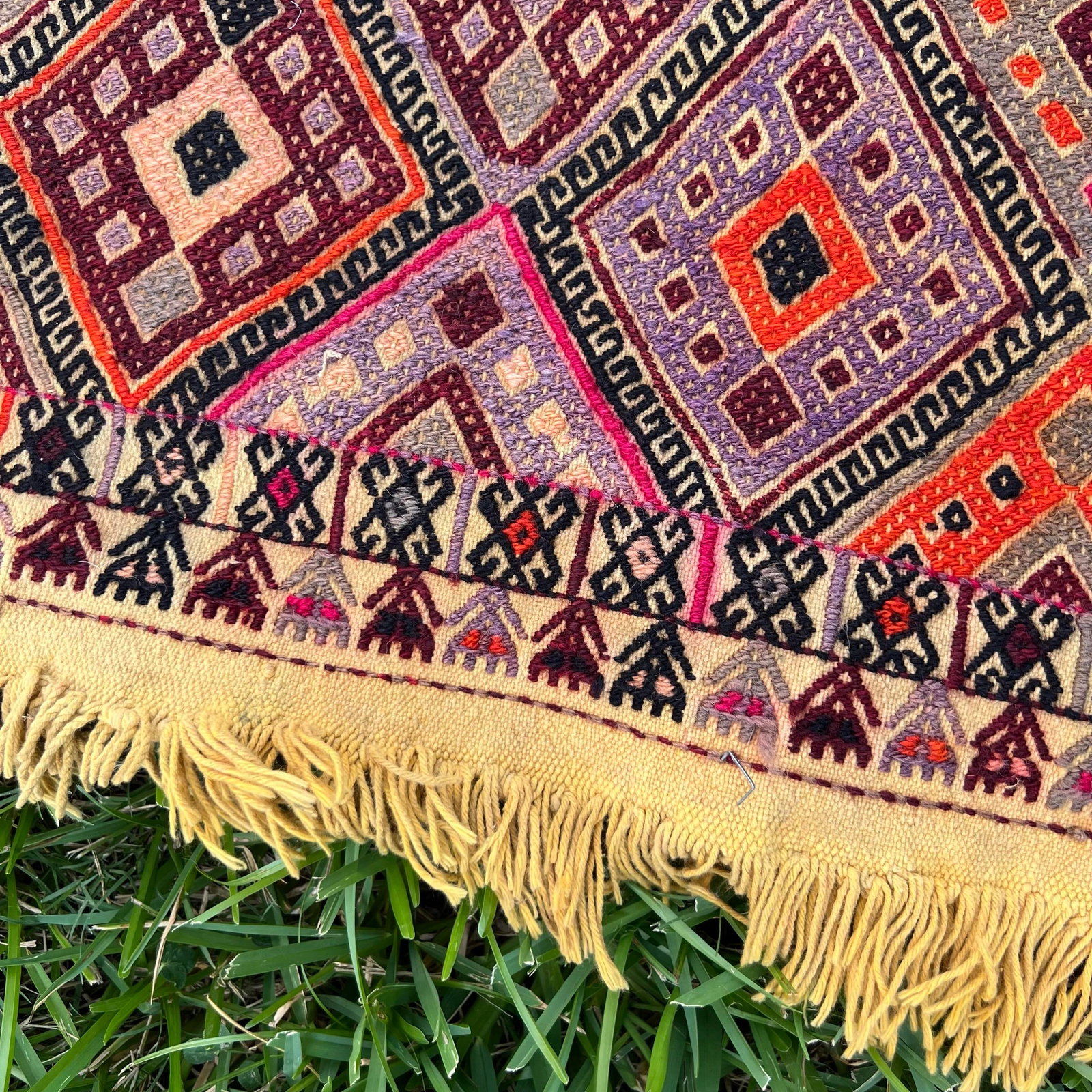 1960s Nomadic Embroidery Cecim Kilim Rug - 4