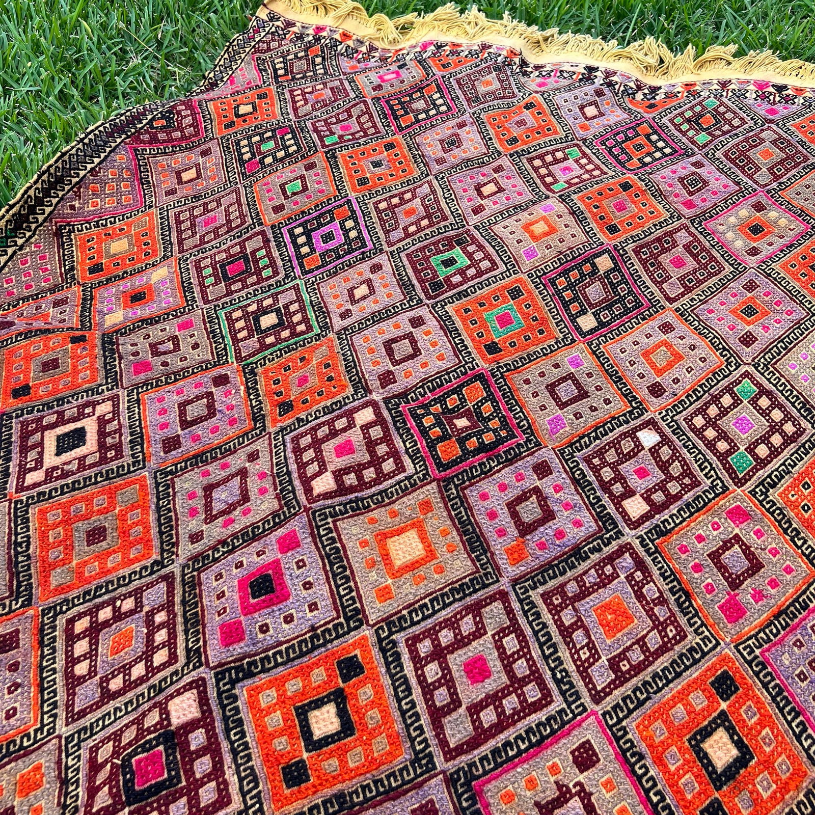 1960s Nomadic Embroidery Cecim Kilim Rug - 5