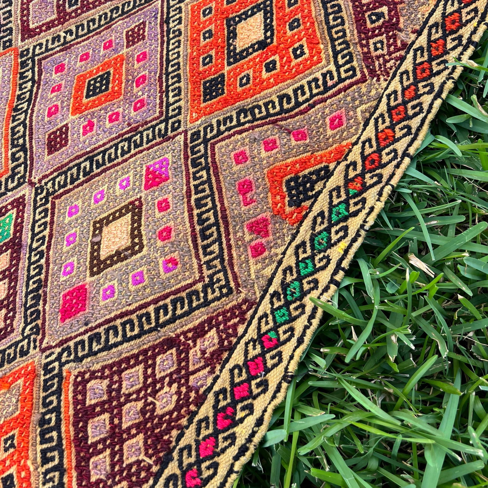 1960s Nomadic Embroidery Cecim Kilim Rug - 6