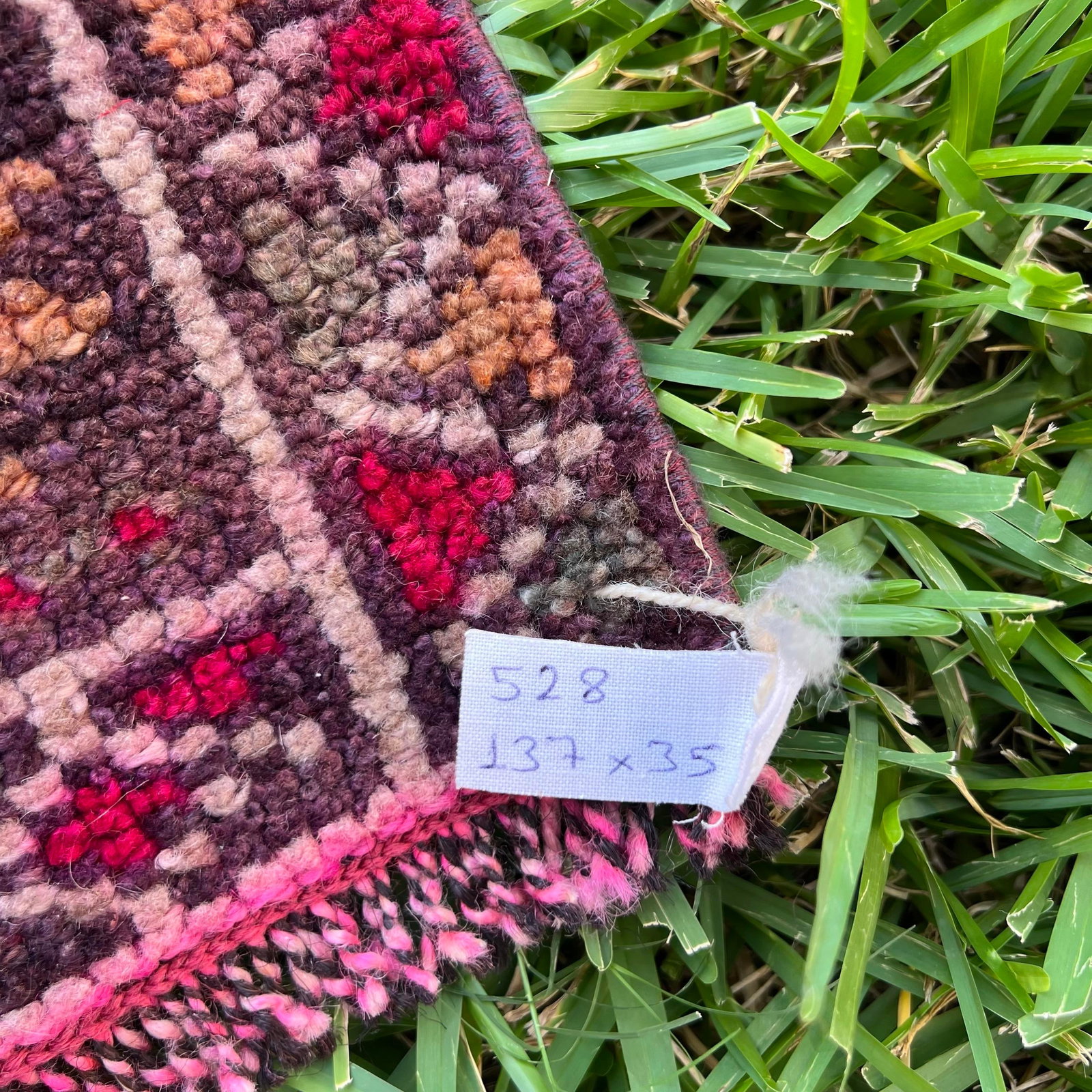 1940s Vintage Handmade Purple Herki Runner Rug - 6