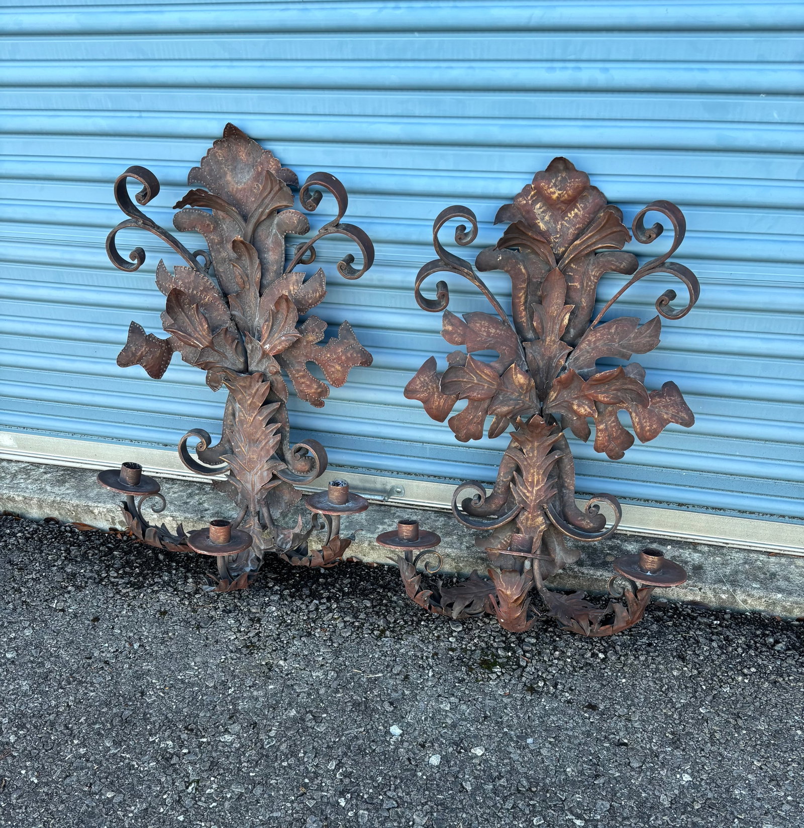 1960s Large French Inspired Iron Sconces - 2