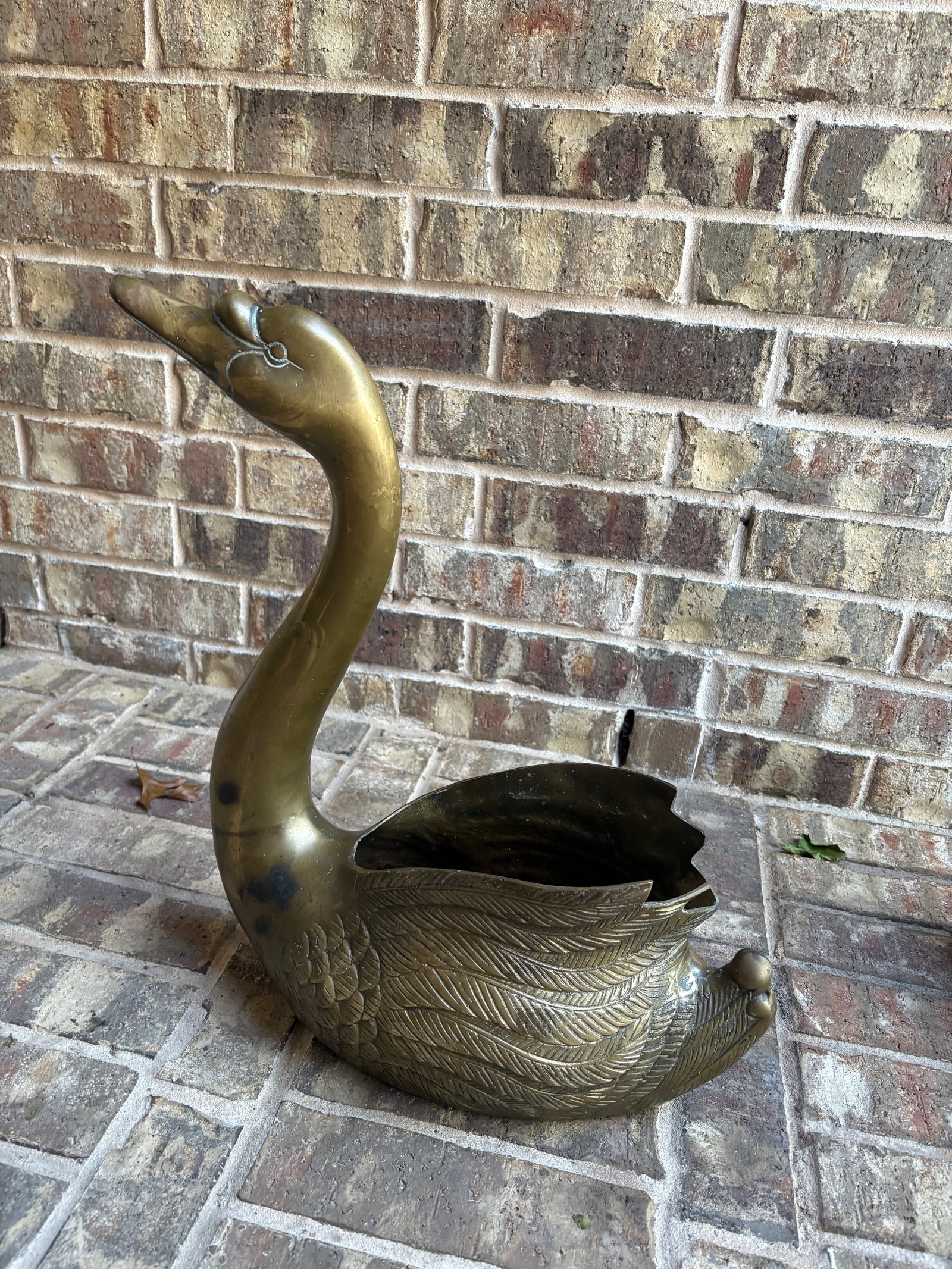 Vintage Brass Swan Planters - 10