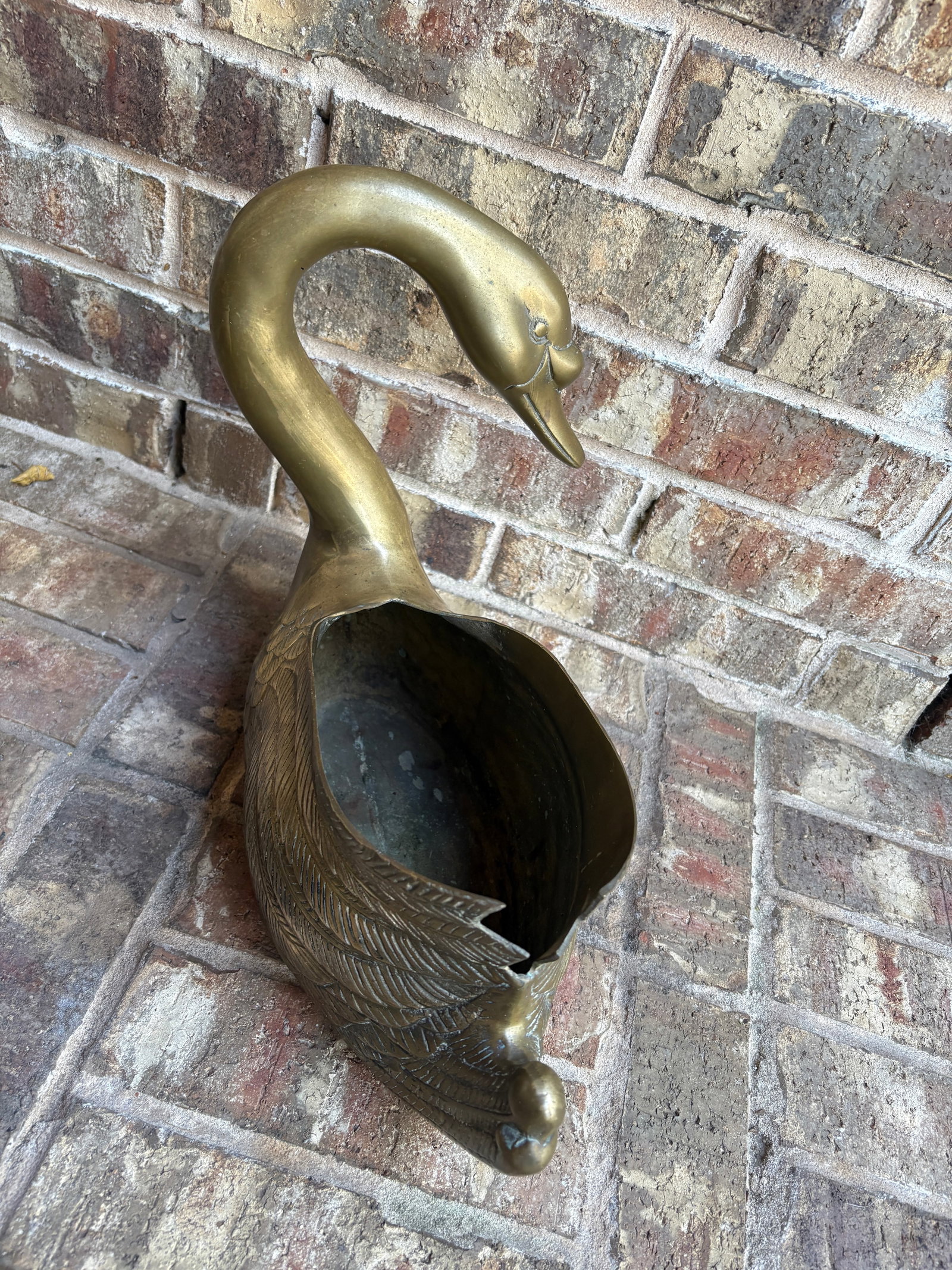 Vintage Brass Swan Planters - 12