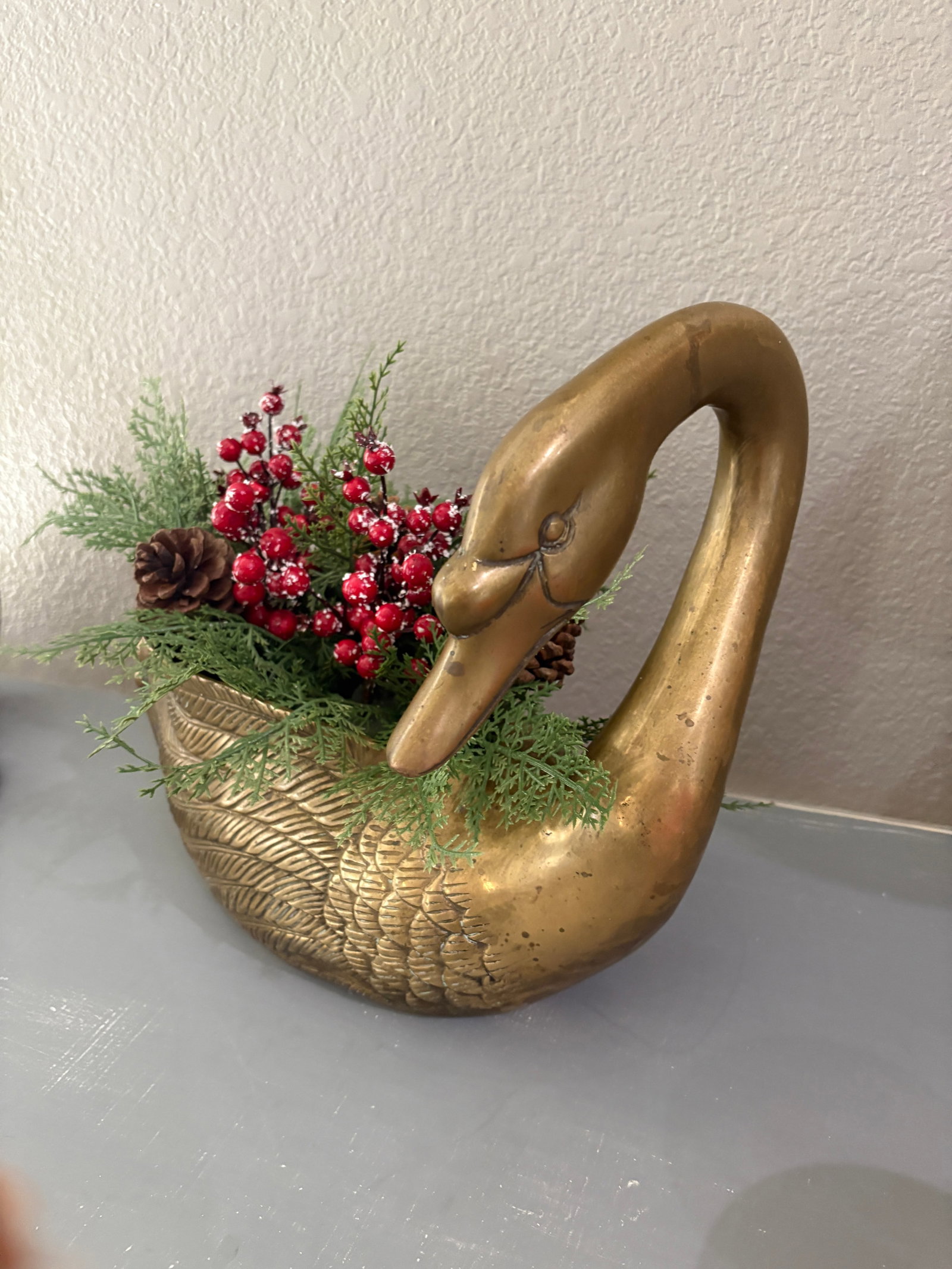 Vintage Brass Swan Planters - 3