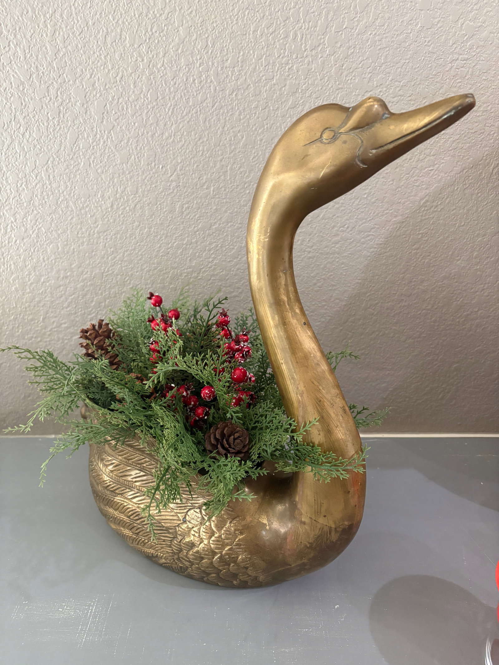 Vintage Brass Swan Planters - 4