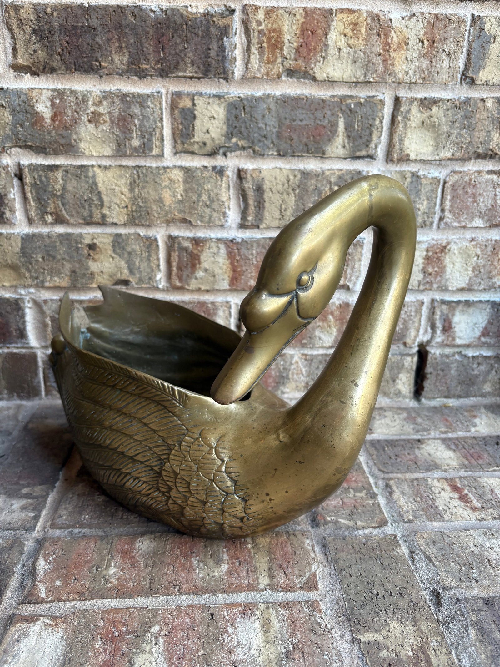 Vintage Brass Swan Planters - 5