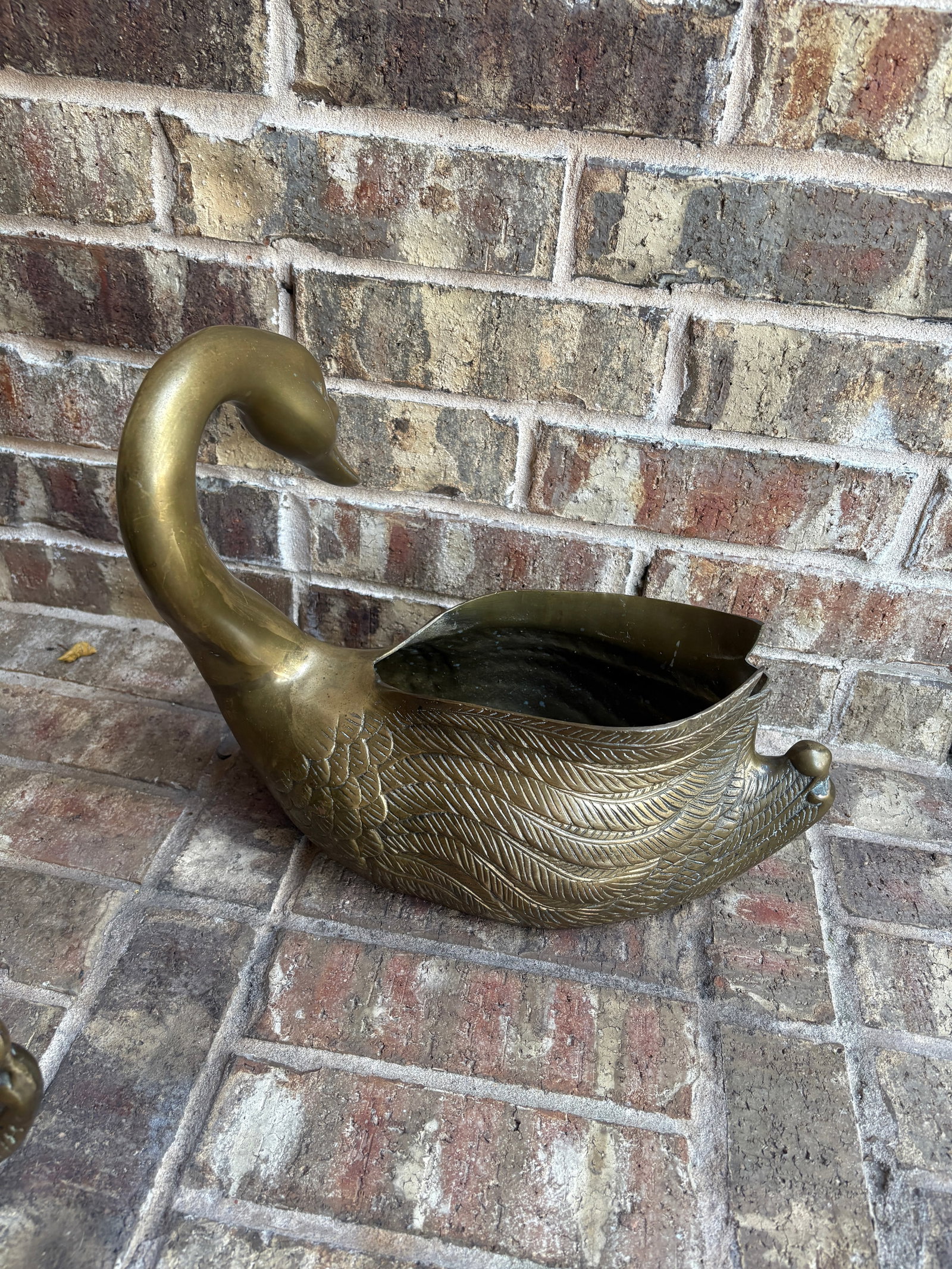 Vintage Brass Swan Planters - 6