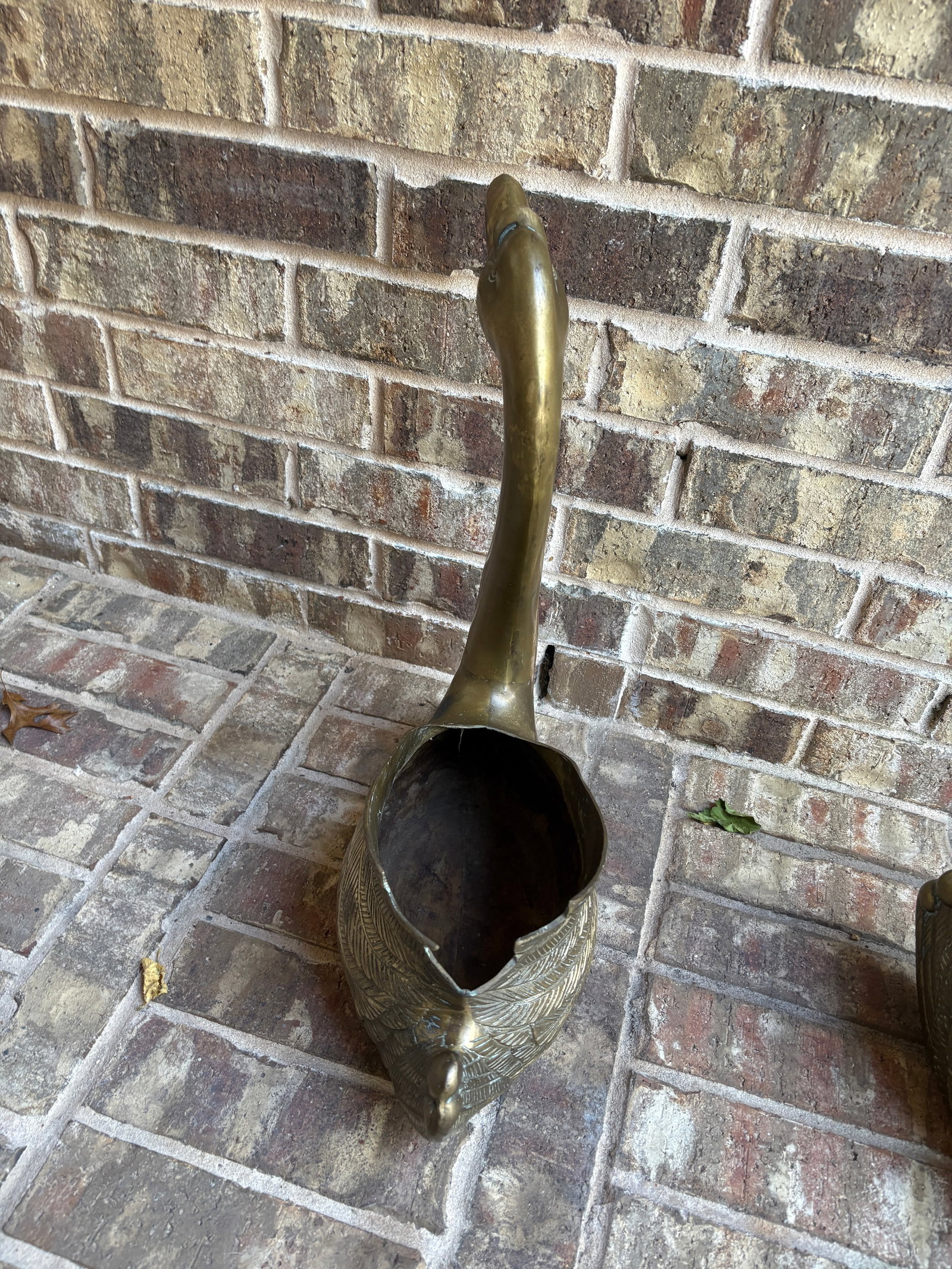 Vintage Brass Swan Planters - 7
