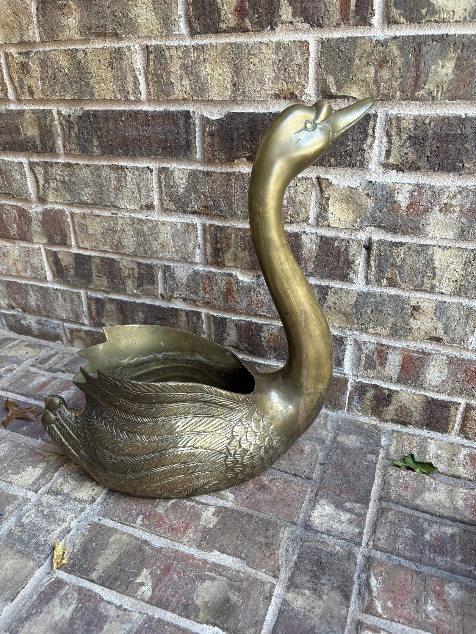 Vintage Brass Swan Planters - 8