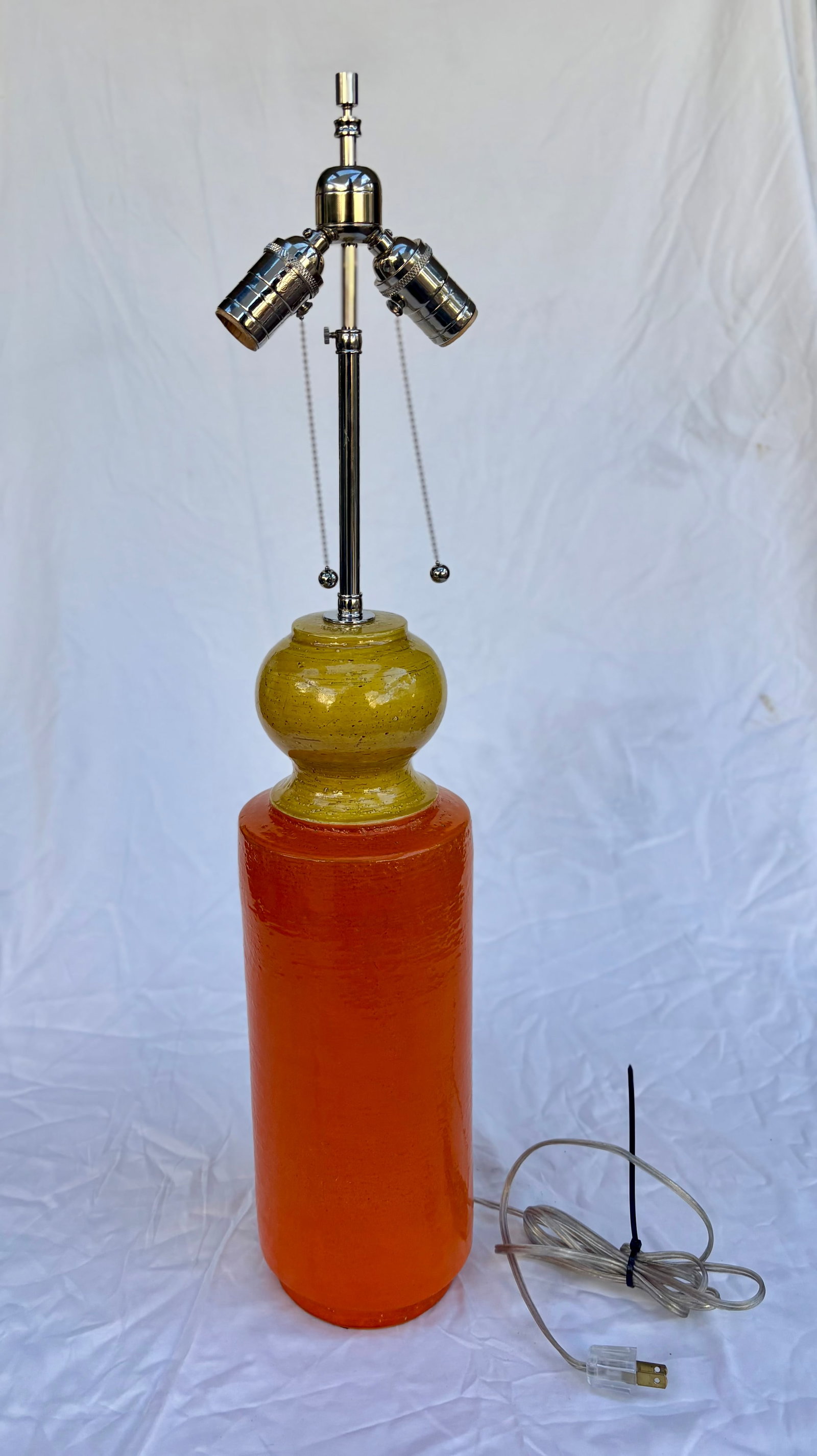 Mid Twentieth Century Italian Orange and Yellow Ceramic Table Lamp - 10