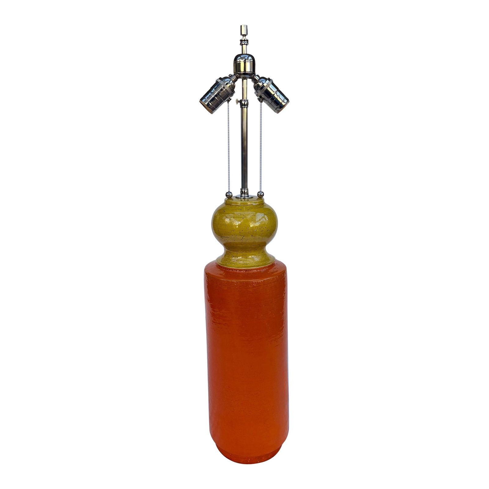 Mid Twentieth Century Italian Orange and Yellow Ceramic Table Lamp (1 of 12)