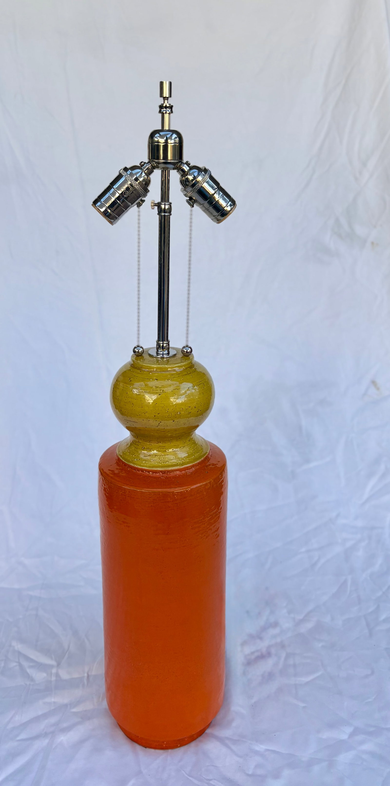 Mid Twentieth Century Italian Orange and Yellow Ceramic Table Lamp - 3