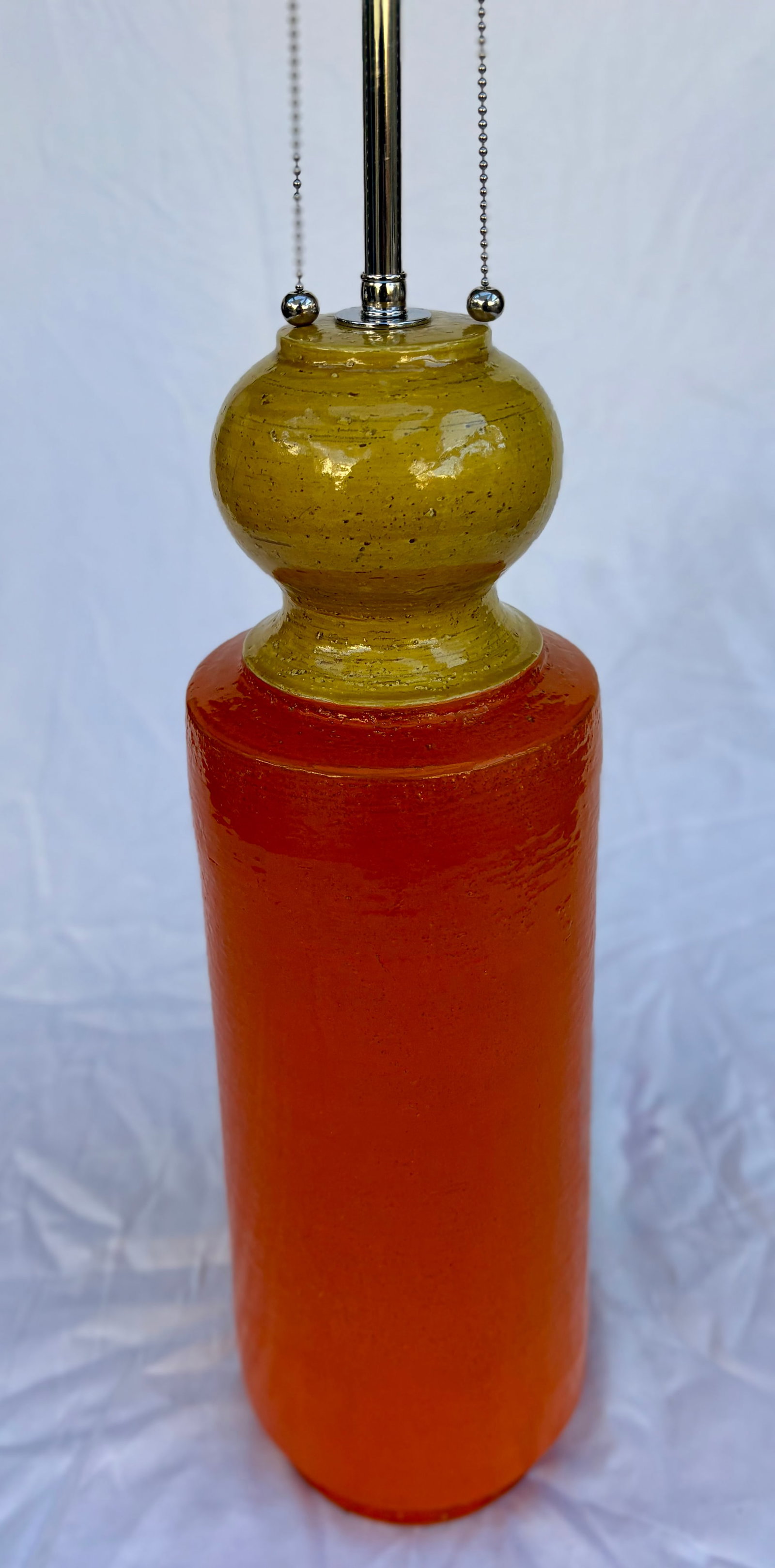 Mid Twentieth Century Italian Orange and Yellow Ceramic Table Lamp - 5