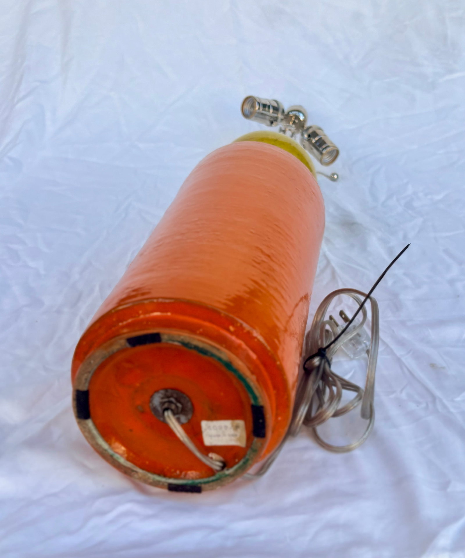 Mid Twentieth Century Italian Orange and Yellow Ceramic Table Lamp - 7