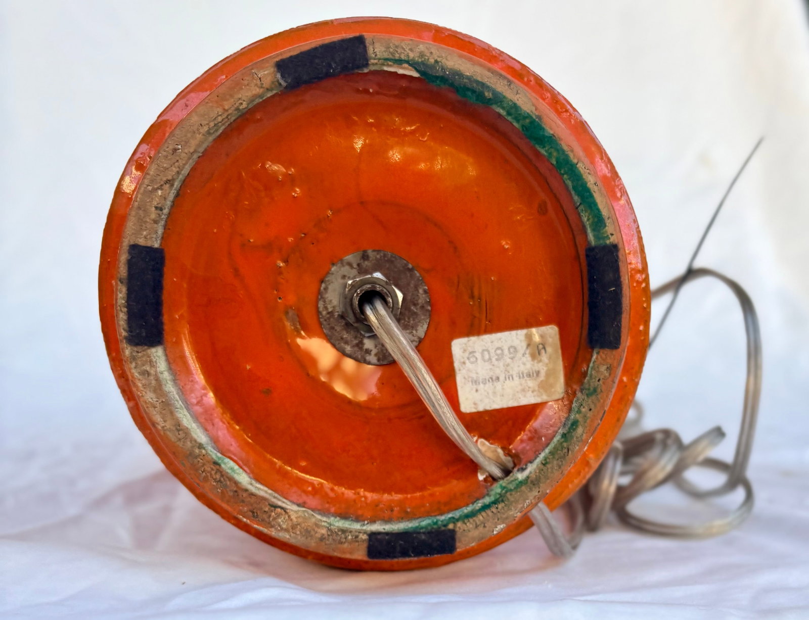 Mid Twentieth Century Italian Orange and Yellow Ceramic Table Lamp - 8