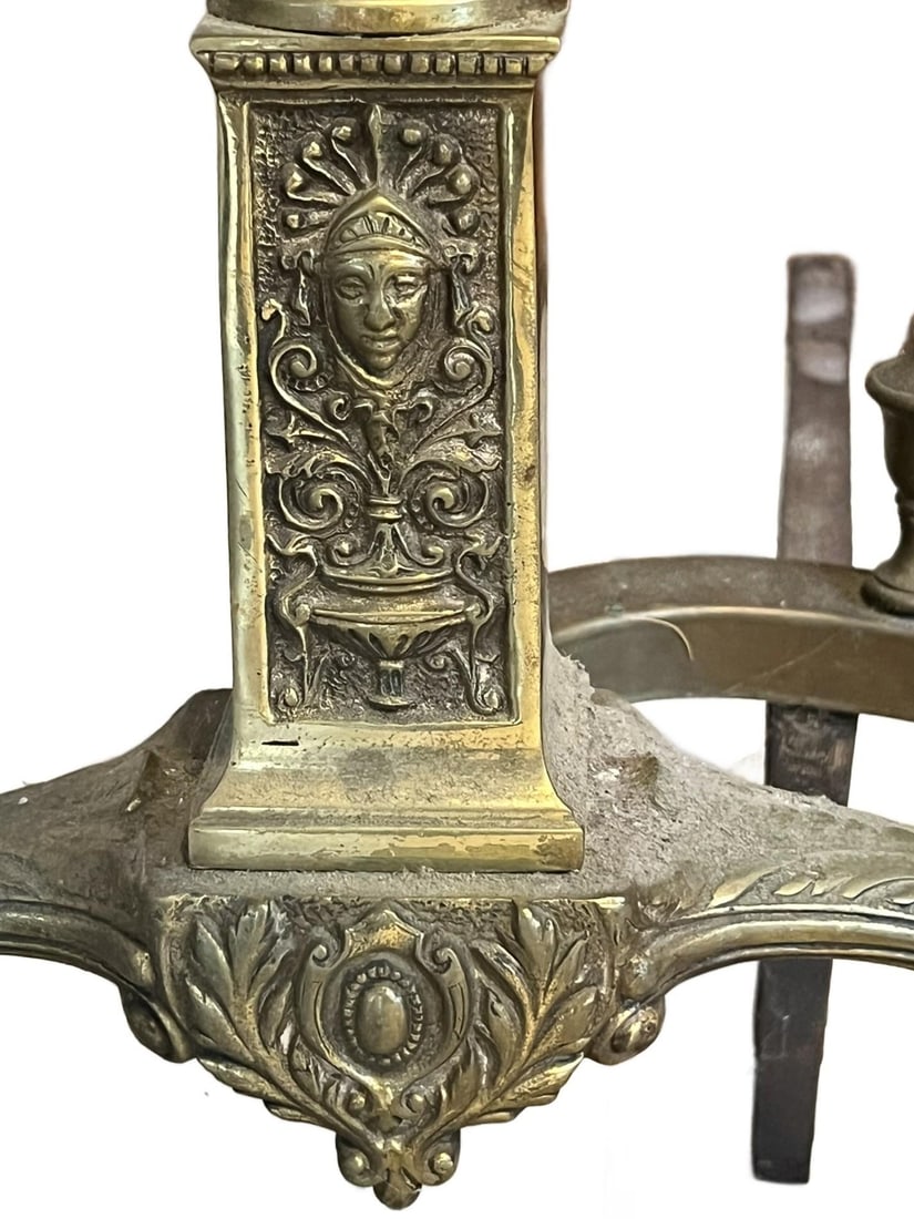 Pair of VIntage Brass Andirons in Regency Revival Style - 11