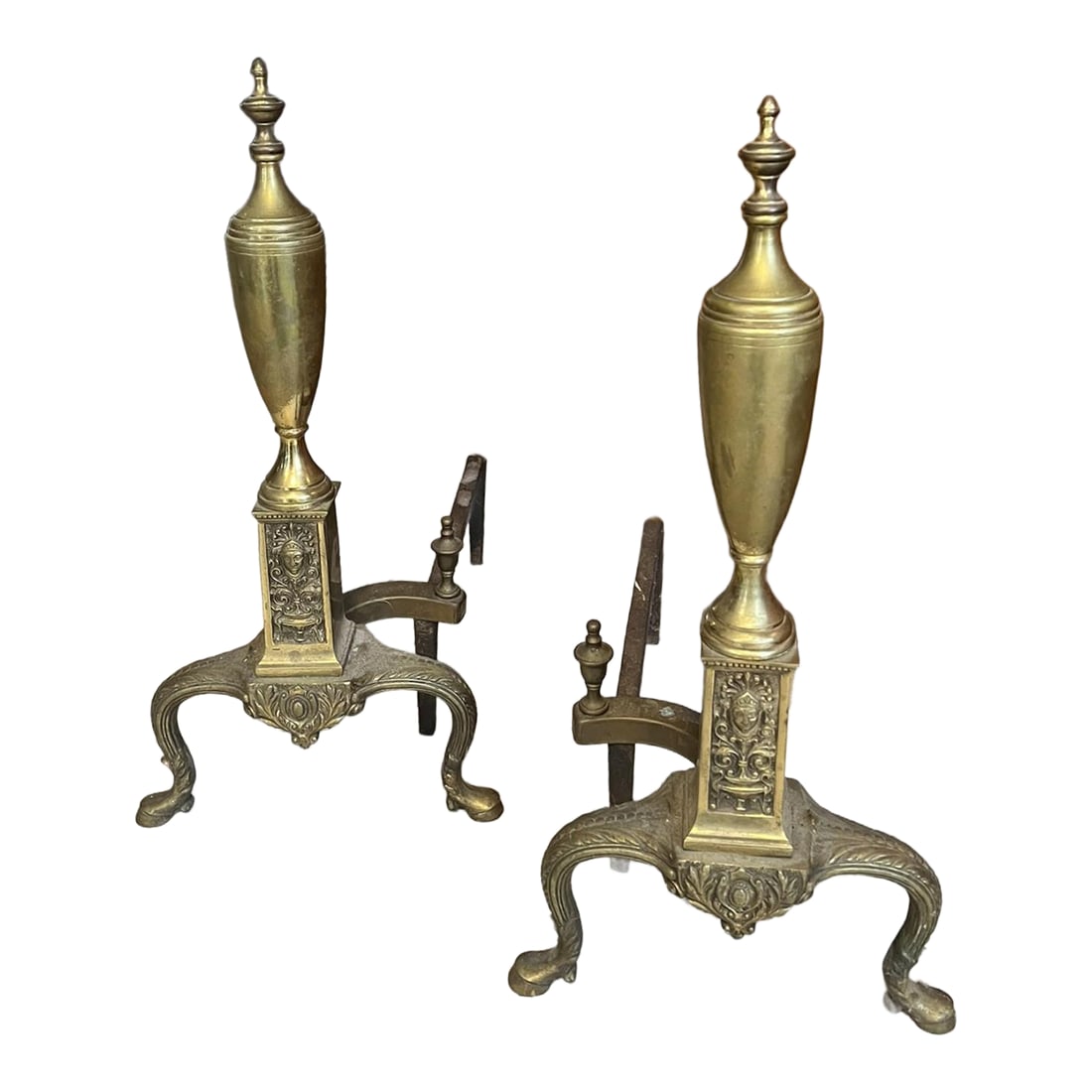 Pair of VIntage Brass Andirons in Regency Revival Style (1 of 11)