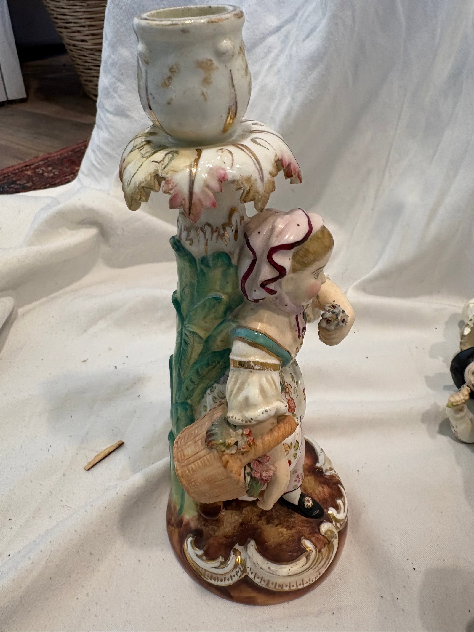 Pair Antique Meissen Figural Candlesticks - 4