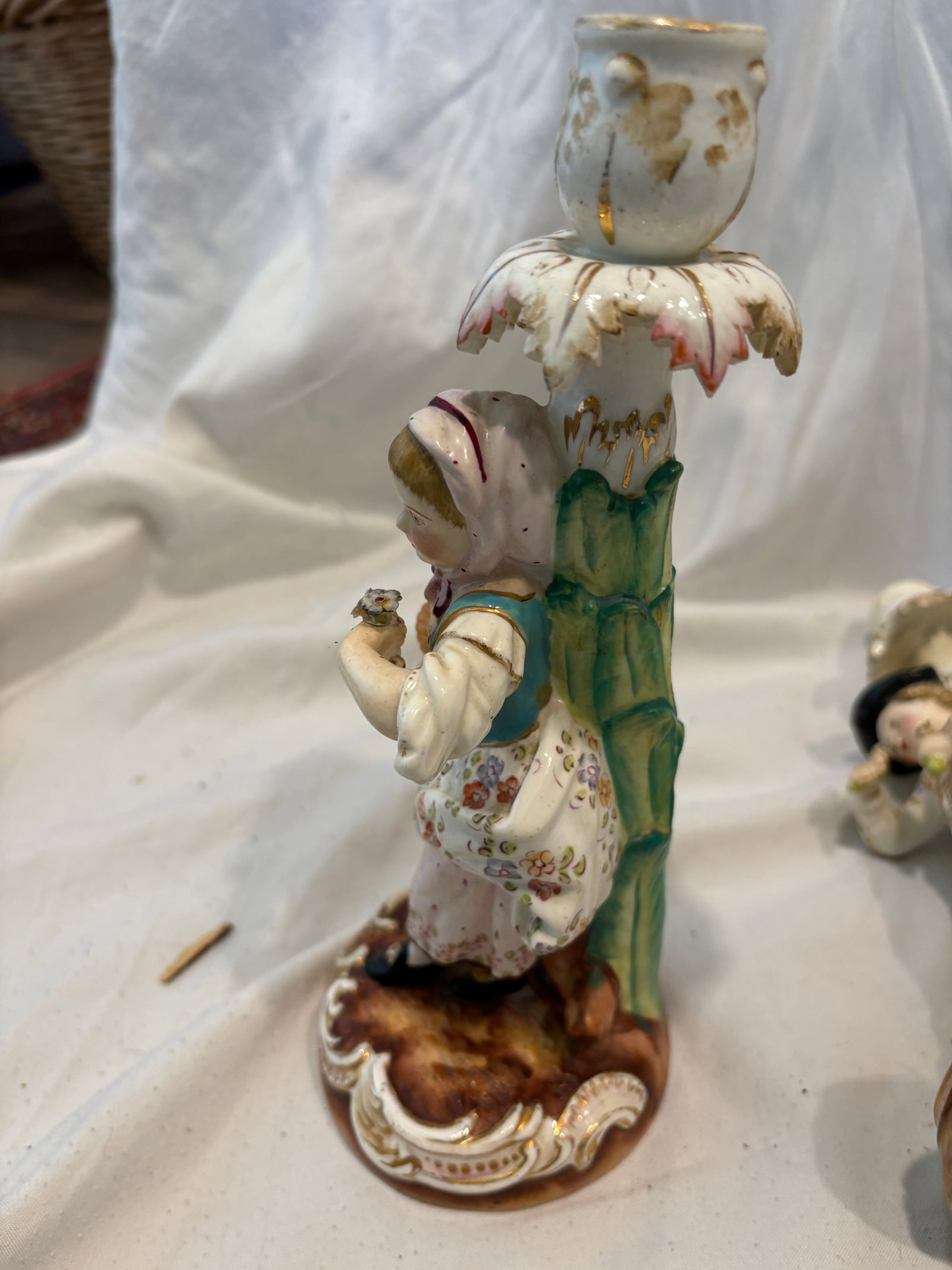 Pair Antique Meissen Figural Candlesticks - 5