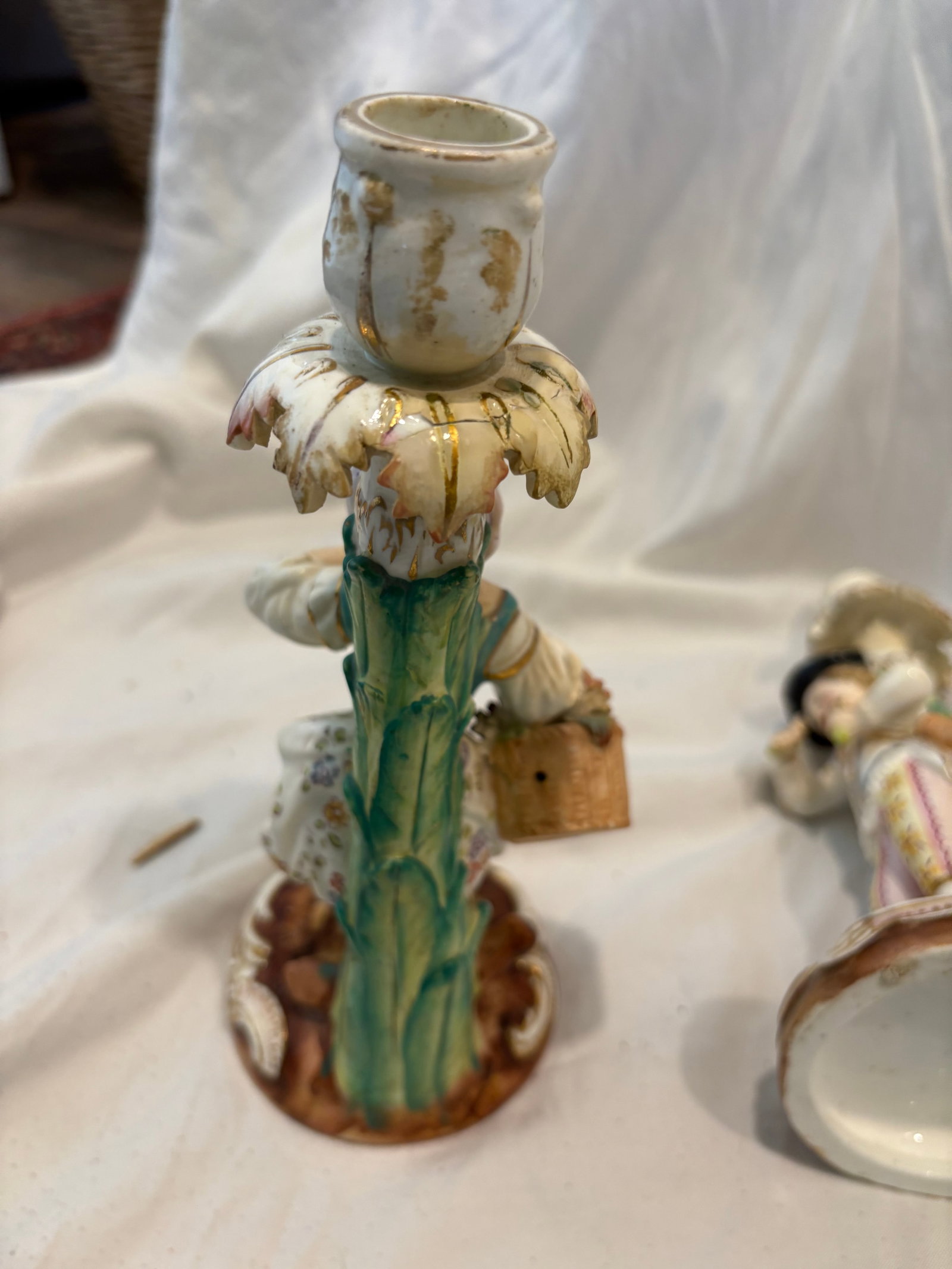 Pair Antique Meissen Figural Candlesticks - 6