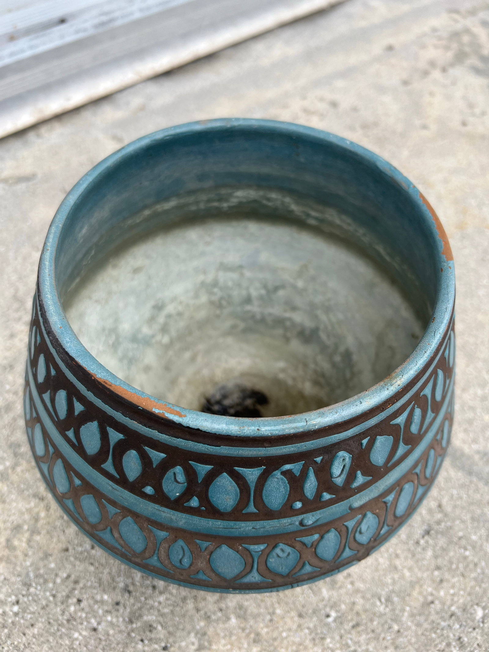 Mid 20th Century Italian Teal Planter With Geometric Design - 5