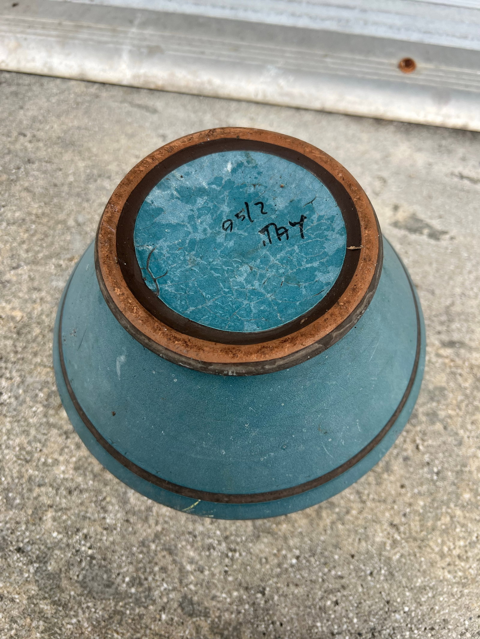 Mid 20th Century Italian Teal Planter With Geometric Design - 6