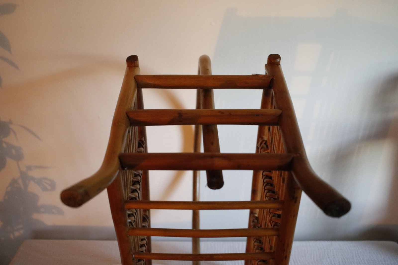 Mid Century Tortoise Bamboo Rattan Magazine Rack After Franco Albini - 10