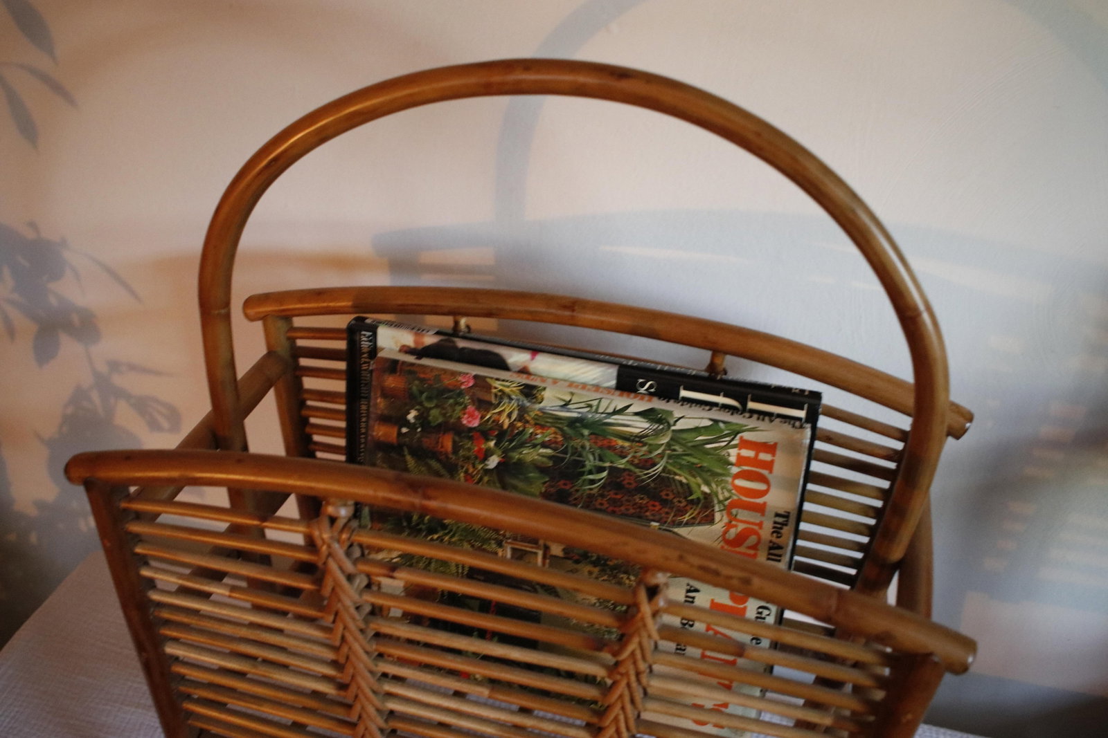 Mid Century Tortoise Bamboo Rattan Magazine Rack After Franco Albini - 12