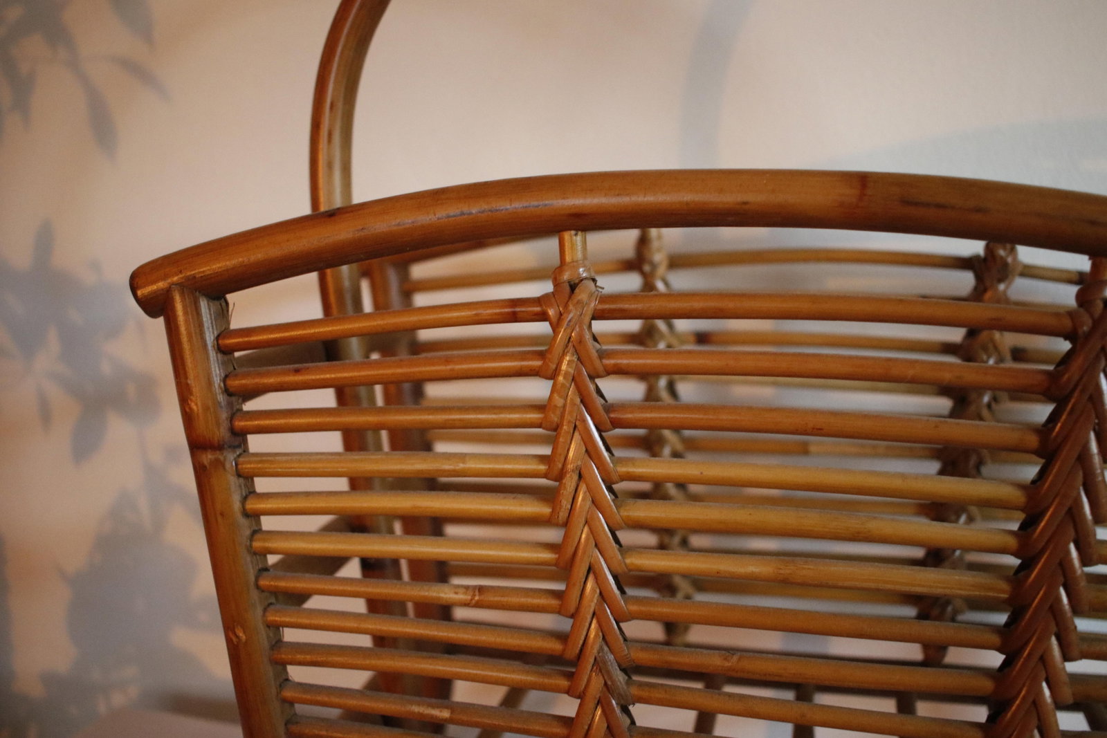 Mid Century Tortoise Bamboo Rattan Magazine Rack After Franco Albini - 2
